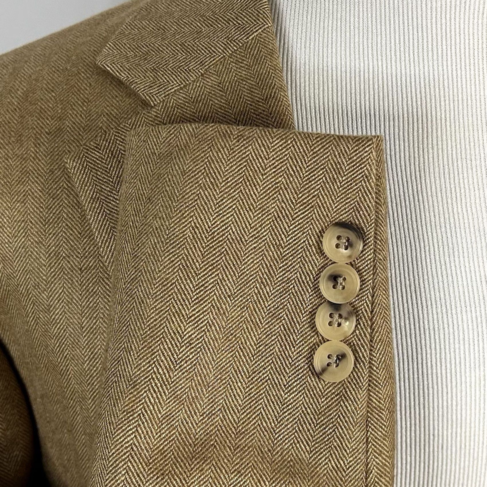 Paul Stuart Paul Stuart 42 Sport Coat 100% Cashmere Beige Herringbone Two-Button Men's Regular Jacket Beige Sports Coat 42 Mens Size US XS / EU 42 / 0 - 5 Thumbnail
