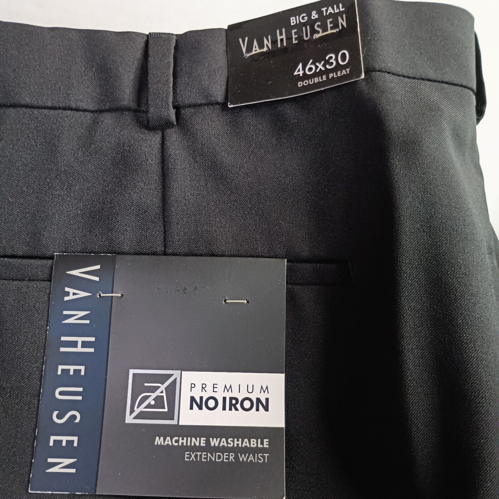 Van Heusen Van Heusen Dress Pants Men's 46x30 Black Double Pleated Size US 44 / EU 60 - 2 Thumbnail