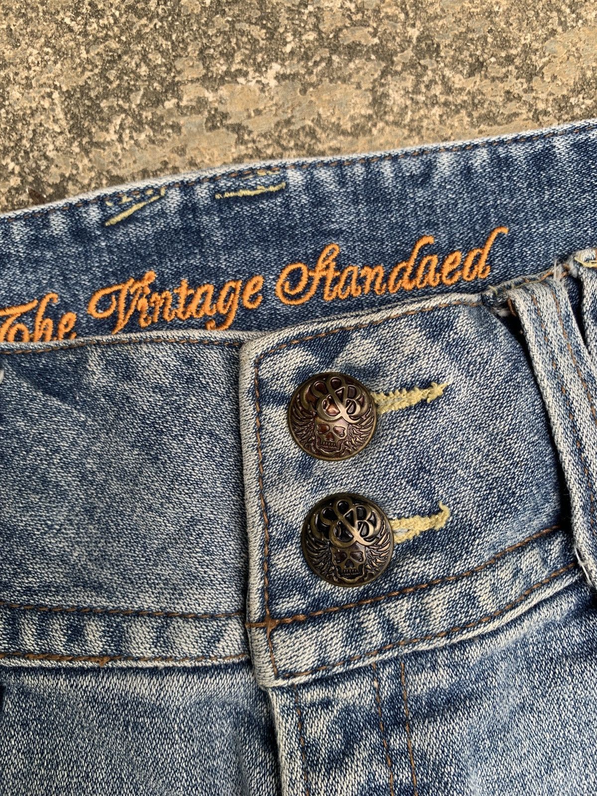 Japanese Brand × Vintage y2k Heaven Wings Skull Motorcycles Big Embroidery Jorts Size 31" - 9 Thumbnail