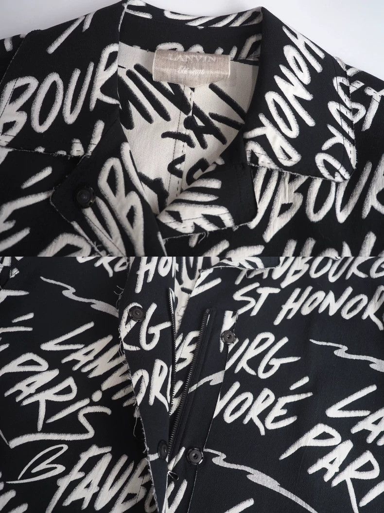 Lanvin Lanvin Black and White Signature Graffiti Long Coat Size US XXS / EU 40 - 3 Thumbnail