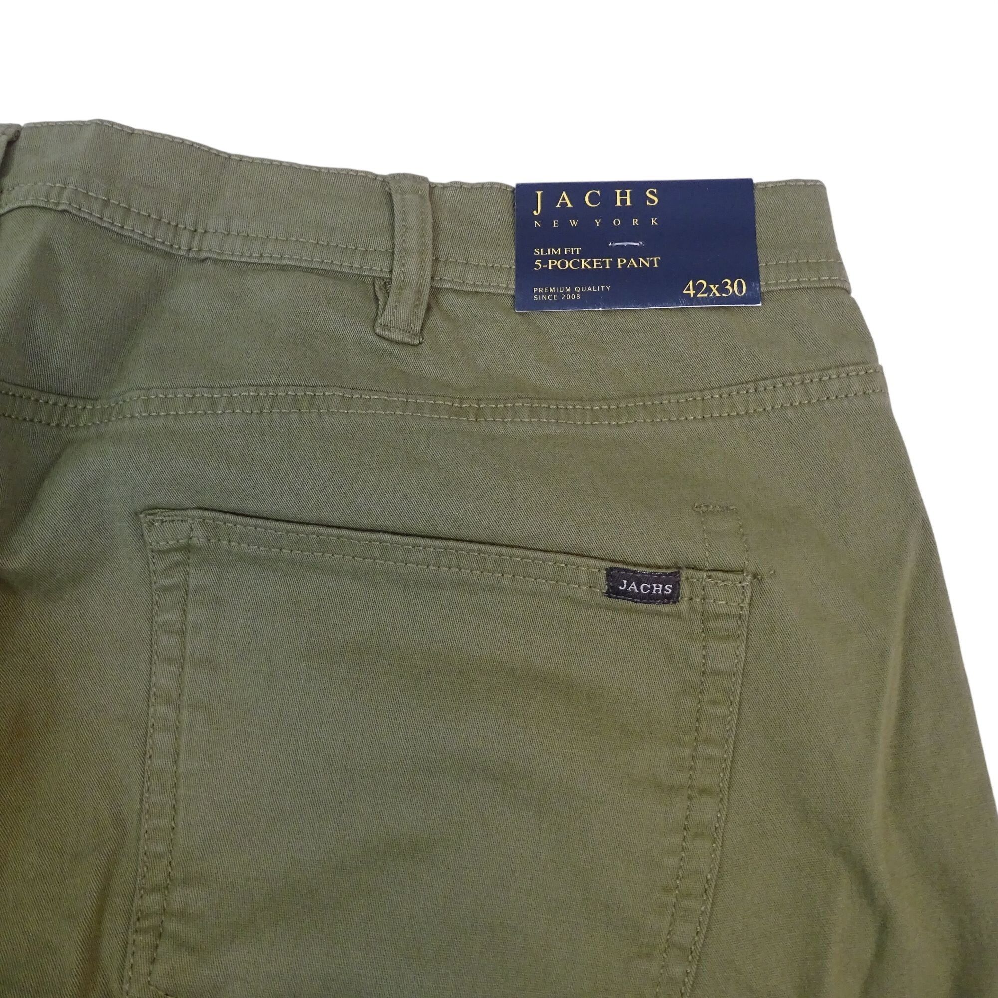JACHS NY Jachs NY Men Slim Fit 5-Pocket Olive Army Green Chino Pants Size US 42 / EU 58 - 3 Thumbnail