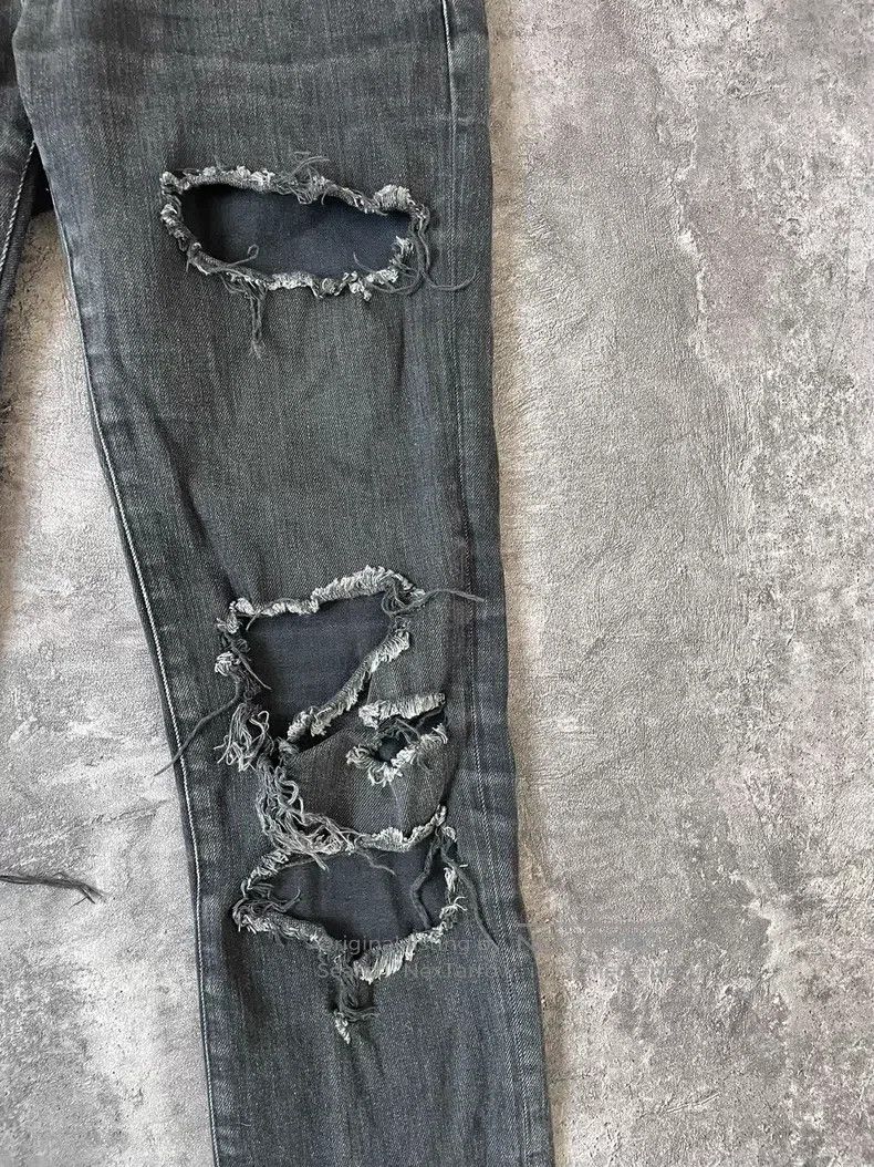 Saint Laurent Paris Saint Laurent Paris Cut-out worn-out denim jeans Size US 30 / EU 46 - 4 Thumbnail