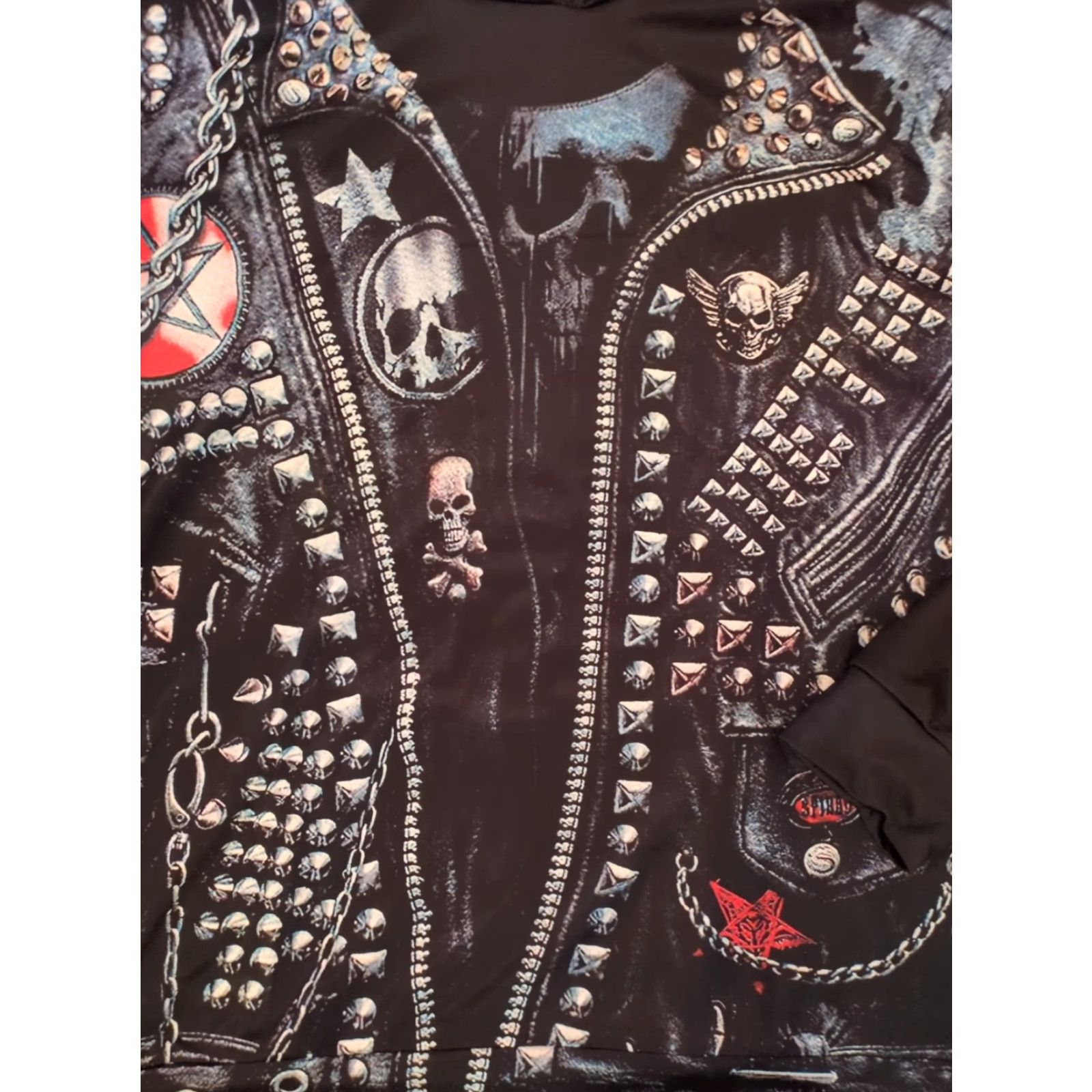 Vintage Metal Rock Biker Spikes Pullover Hoodie Black XL Logo Skull Graphic Print Men Size US XL / EU 56 / 4 - 6 Thumbnail