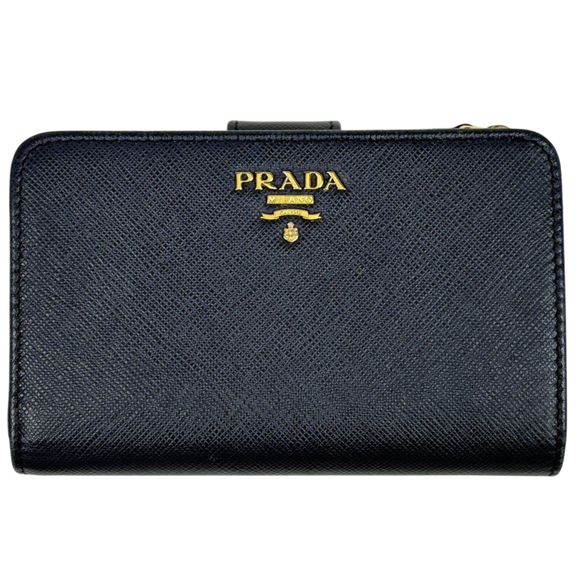 Prada Prada Triangle Trifold Wallet, Saffiano Leather, Black