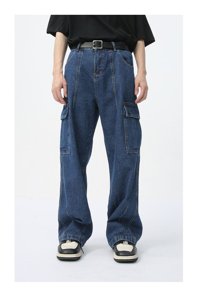 Japanese Brand Men's straight-leg casual pocket retro washed work jeans Size US 32 / EU 48 - 1 Thumbnail