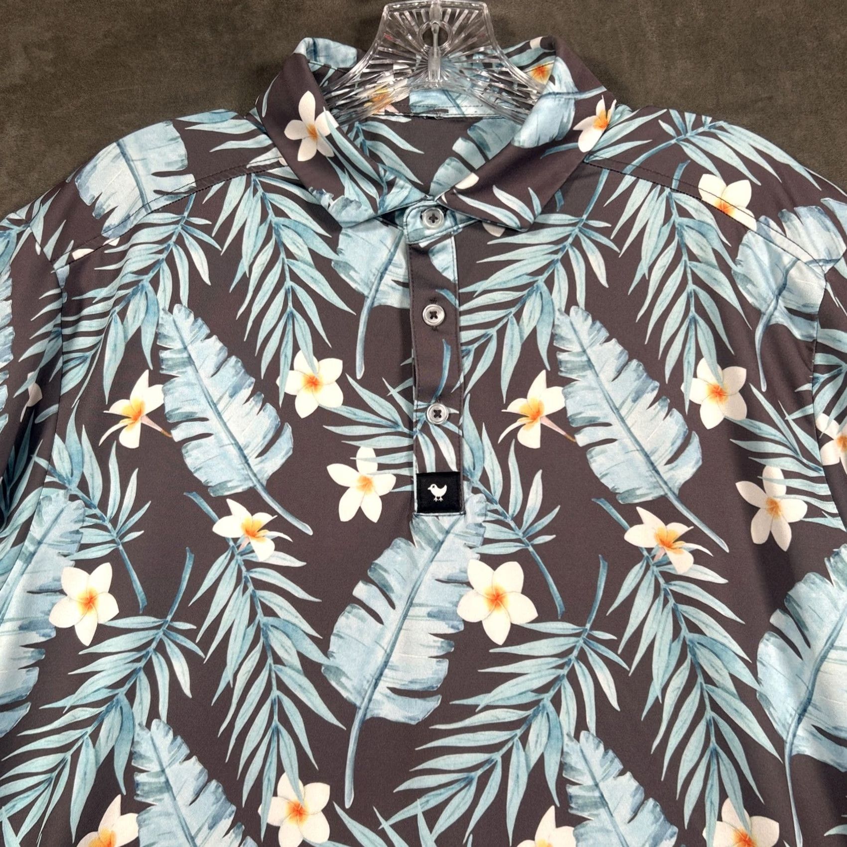 Vintage Bad Birdie Polo Golf Shirt Mens Medium Floral Performance Stretch Size US M / EU 48-50 / 2 - 2 Thumbnail