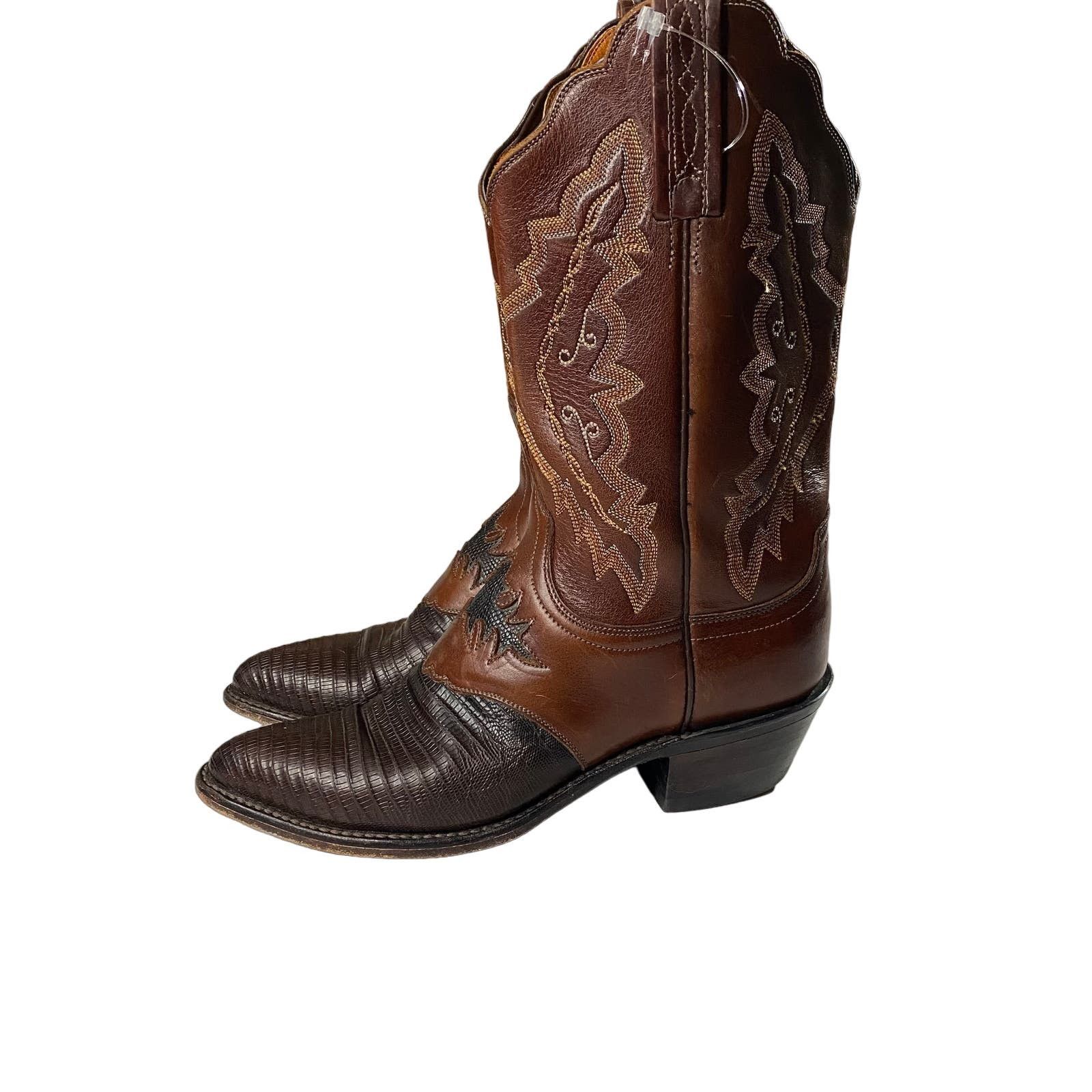 image of Lucchese 1883 Lizard Cowboy Boots Women's 7.5 B in Brown
