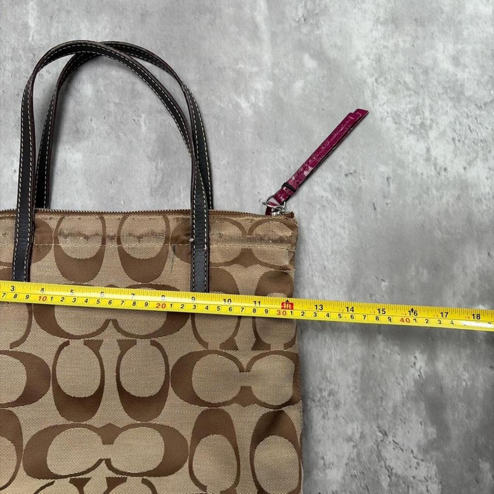 Coach Y2K Coach Signature Stripe Khaki Magenta Jacquard Tote Bag Size ONE SIZE - 8 Thumbnail
