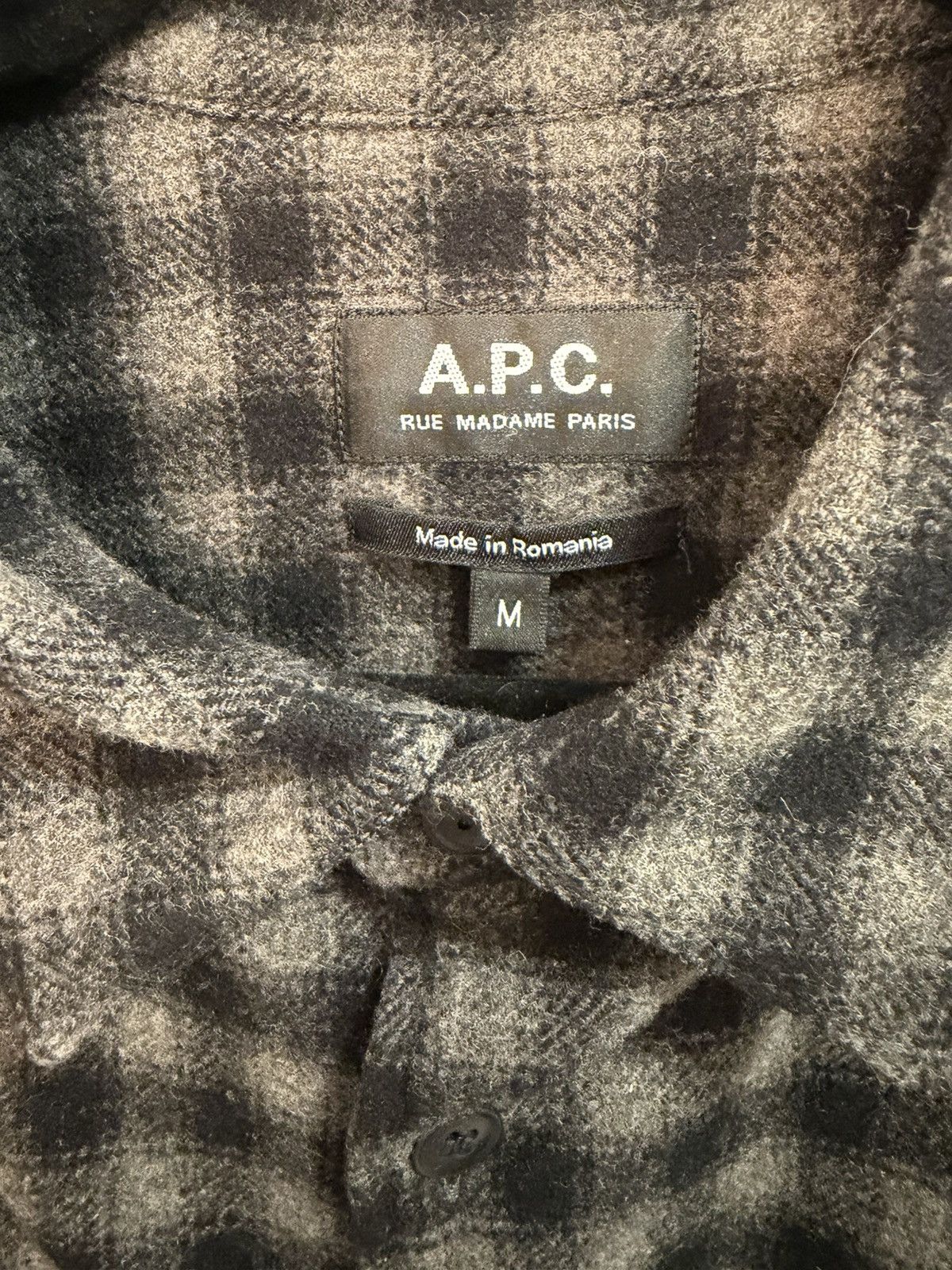 A.P.C. A.P.C. Black/Grey Check Overshirt Wool Blend Size M Size US M / EU 48-50 / 2 - 3 Thumbnail