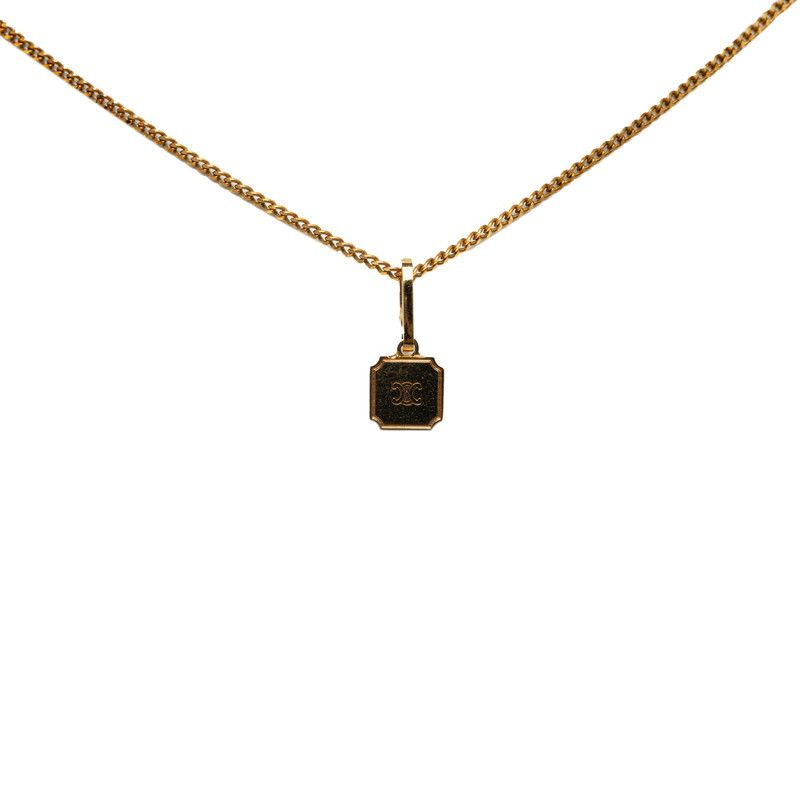 image of Celine Triomphe Plate Pendant Necklace in Gold, Women's