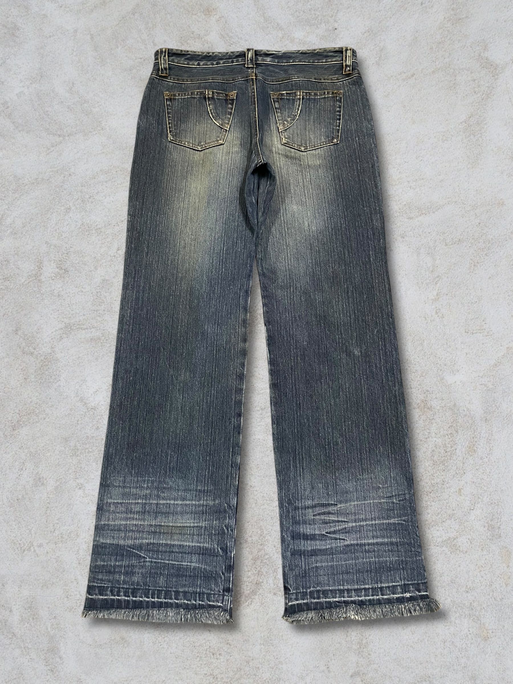 Japanese Brand Vintage Japanese Skull Gothic Loose Straight Frayed Jeans Size 31" - 3 Thumbnail