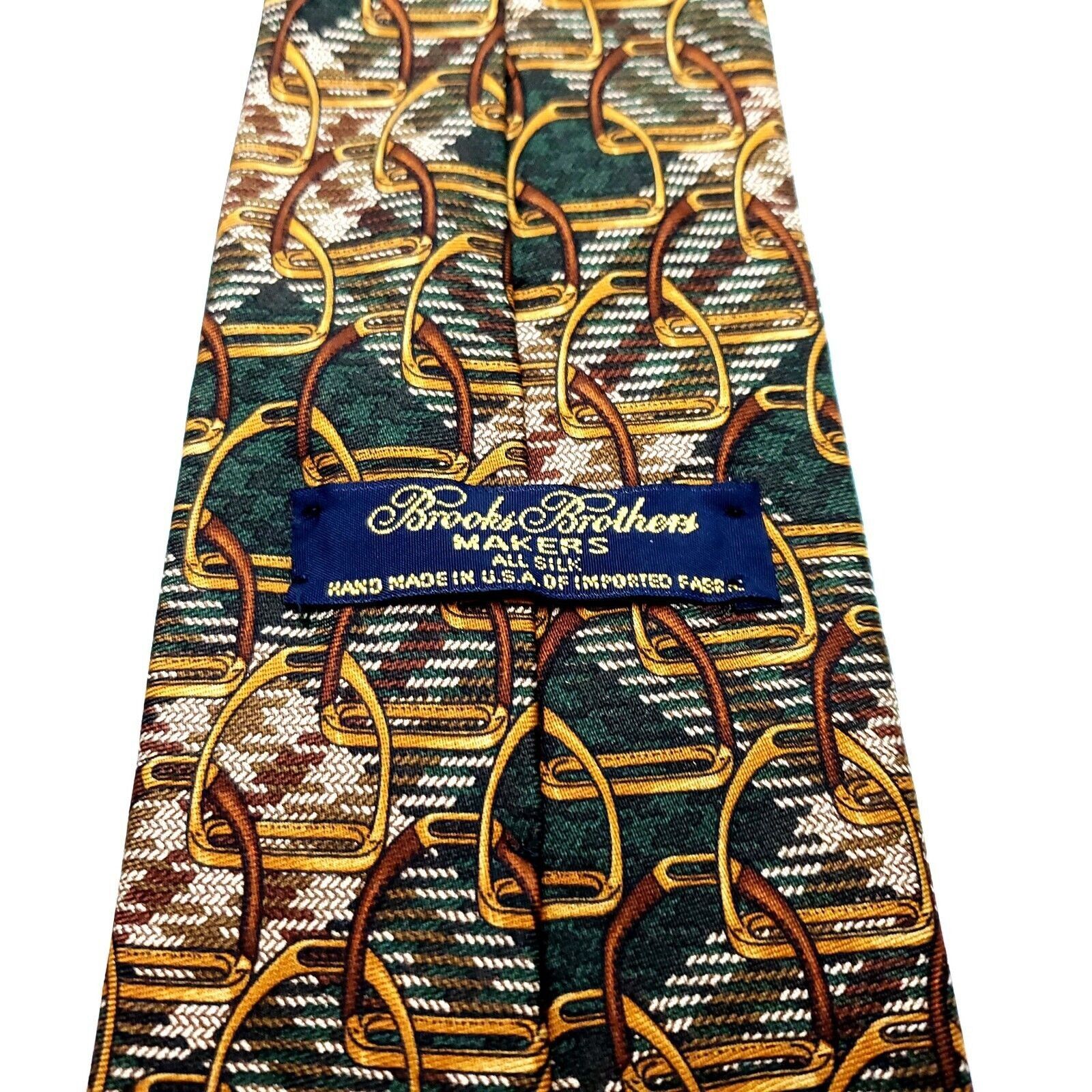 Brooks Brothers Brooks Brothers Makers Silk Tie Print Green Brown Chains Sho Size ONE SIZE - 3 Thumbnail