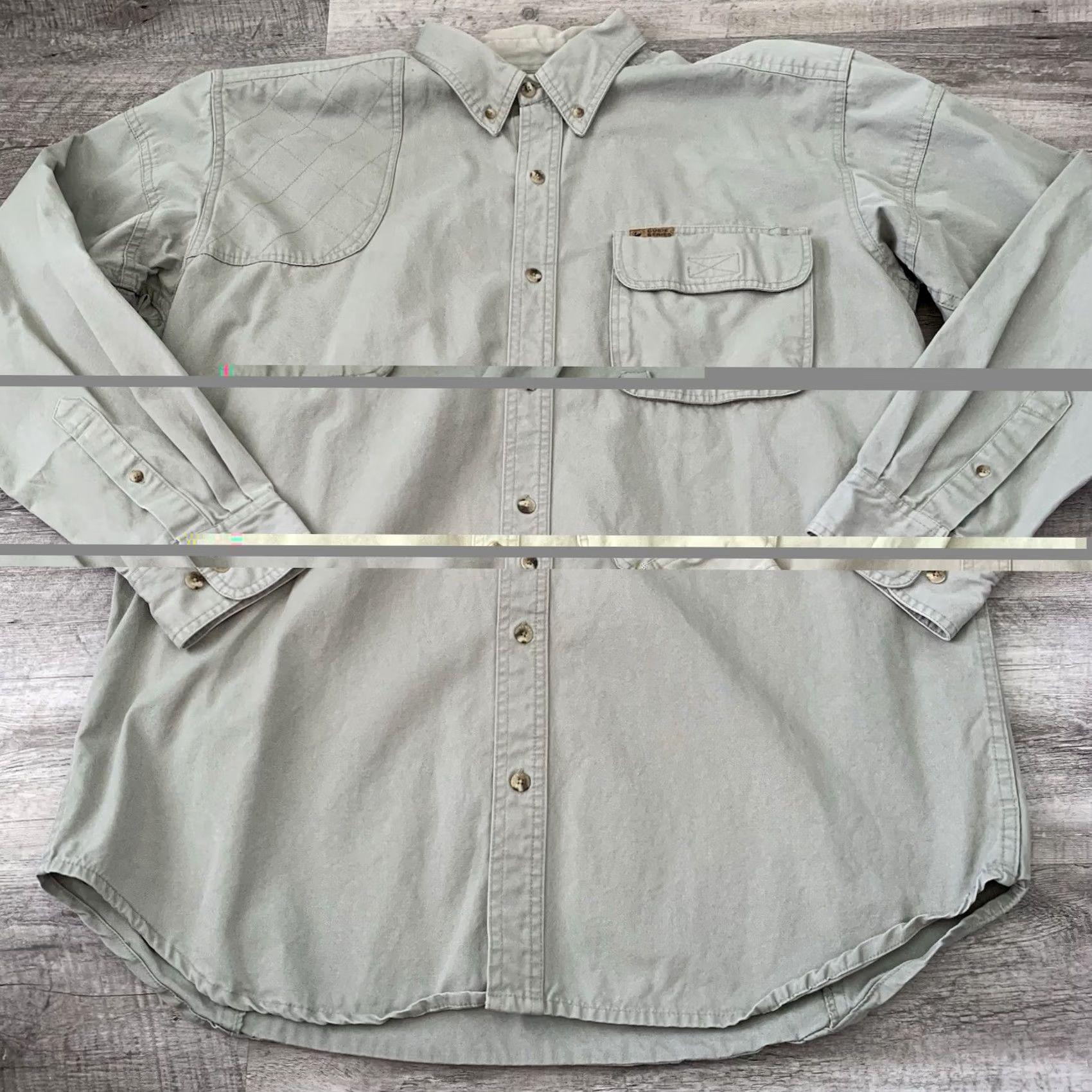 Olive Guide Series Shooting Shirt Mens Large Olive Canvas Quilted Shoulder Back Vents Size US L / EU 52-54 / 3 - 6 Thumbnail