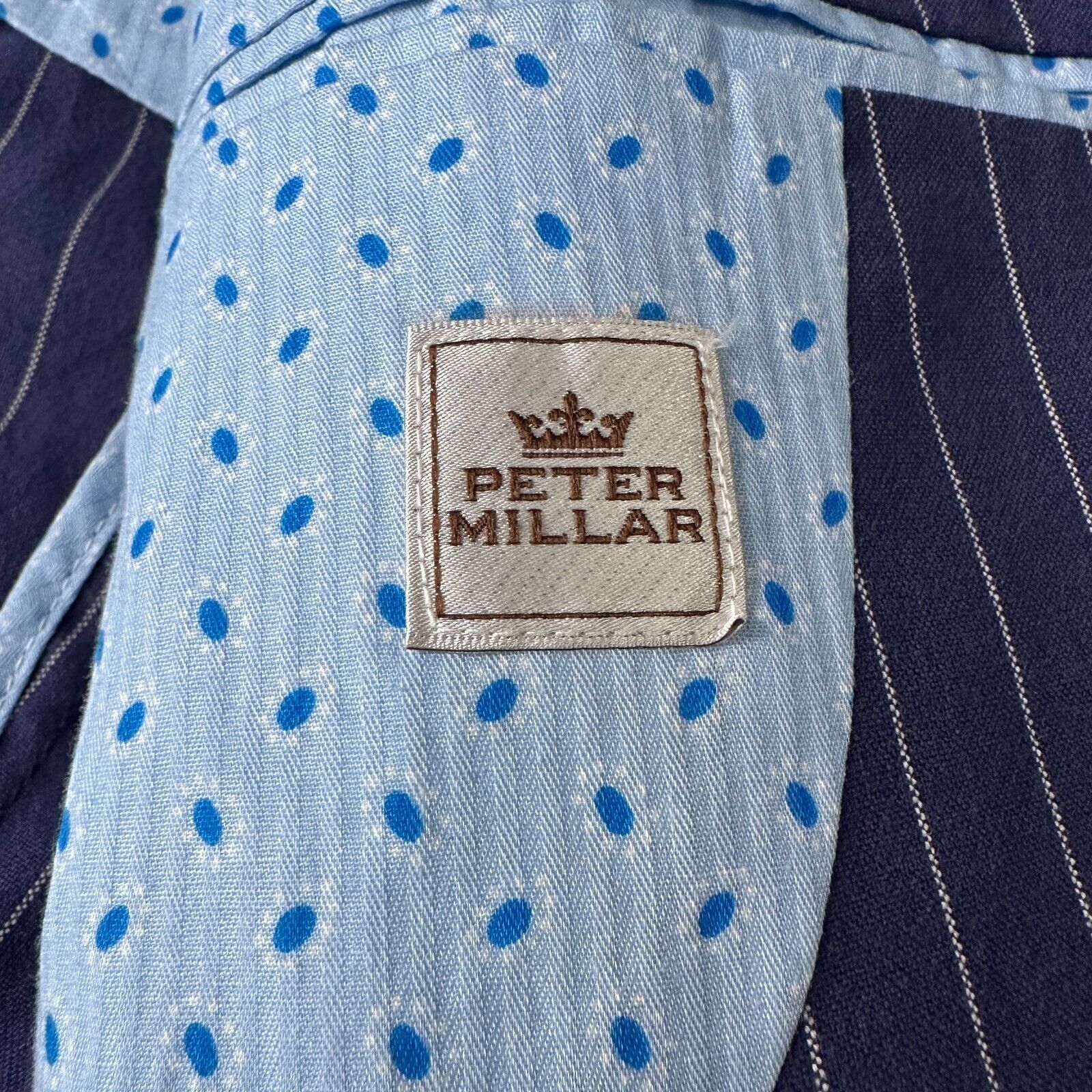 Peter Millar Peter Millar Blazer Jacket Men L Blue Cotton Single Breasted Size 44R - 6 Thumbnail