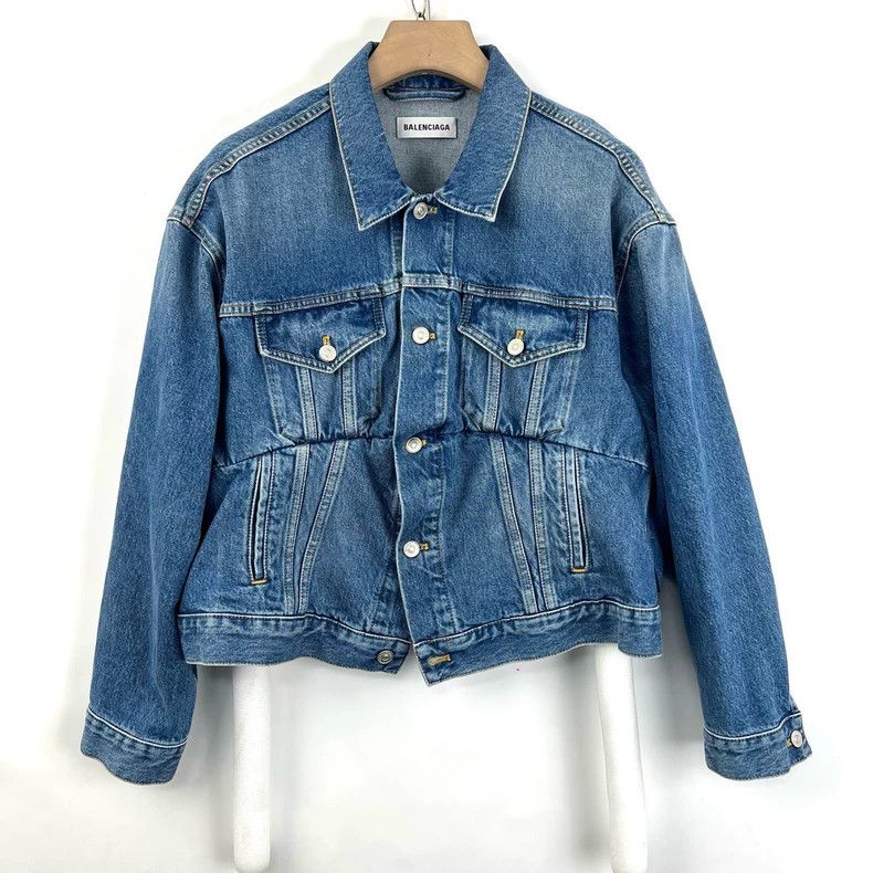 Balenciaga Balenciaga size 36 Blue crinkled denim jacket Size S / US 4 / IT 40 - 1 Thumbnail