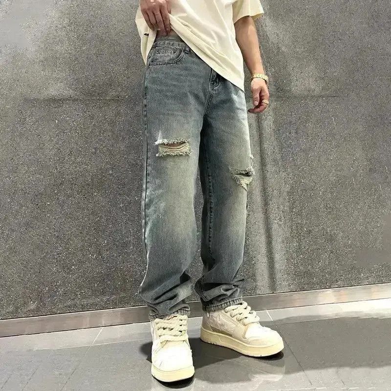 Japanese Brand Torn Jeans High Quaity Broken Holes Male Pants Size US 32 / EU 48 - 3 Thumbnail