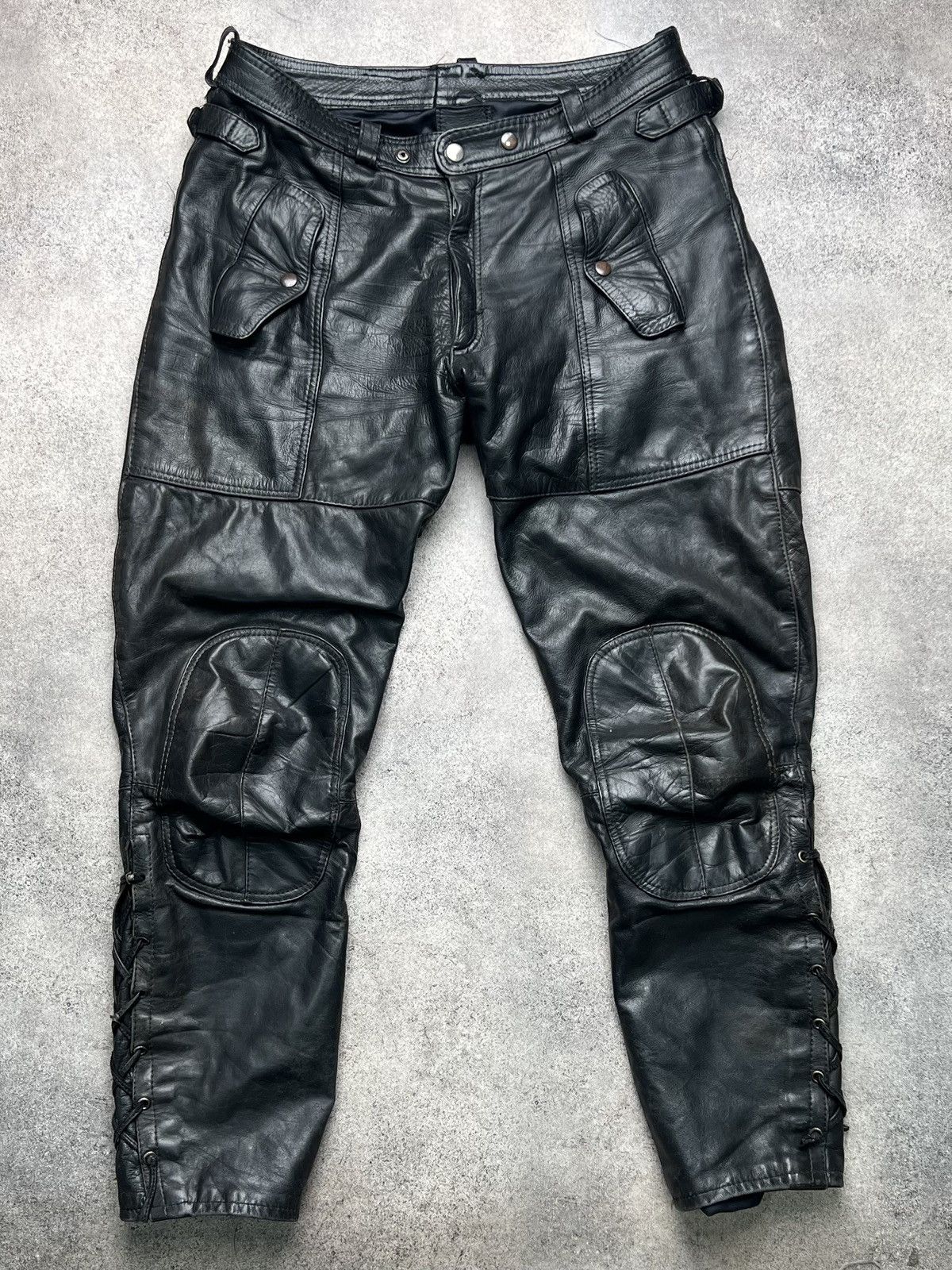 Vintage Vintage genuine leather biker pants Size US 33 - 1 Thumbnail