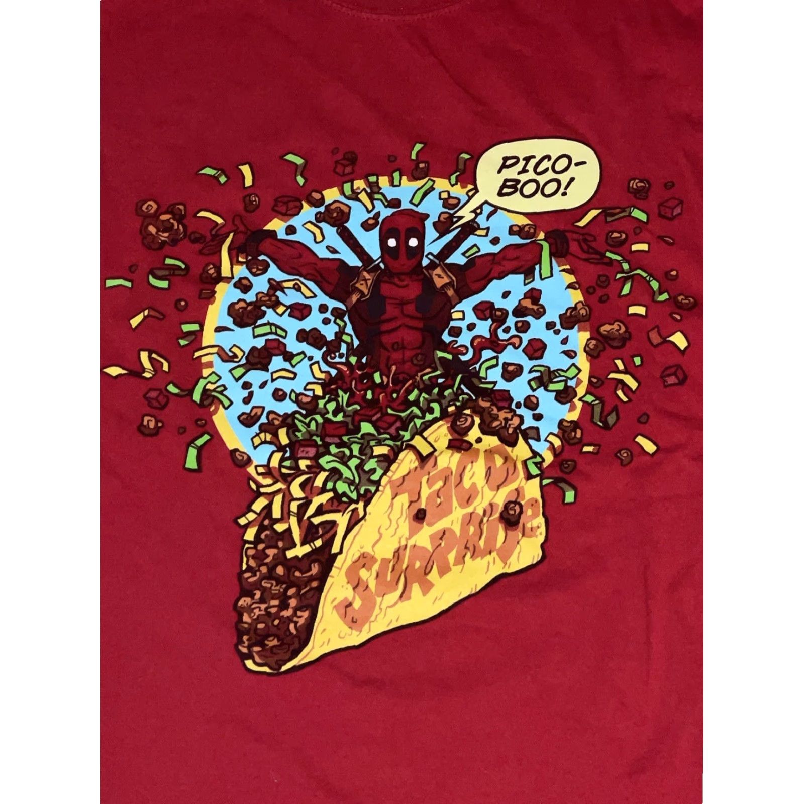Vintage Marvel Deadpool T-Shirt Red Medium Mens M Taco Funny Comics Size US M / EU 48-50 / 2 - 3 Thumbnail