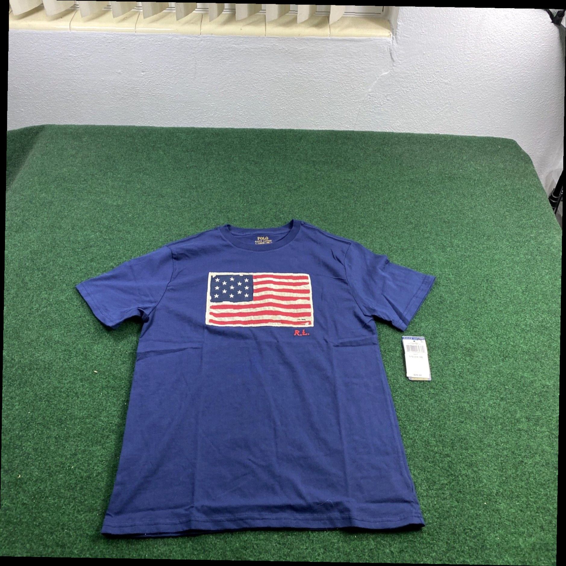 Polo Ralph Lauren NWT Vtg Polo Ralph Lauren USA Flag Shirt Youth Large NEW with Tags Size US L / EU 52-54 / 3 - 1 Thumbnail