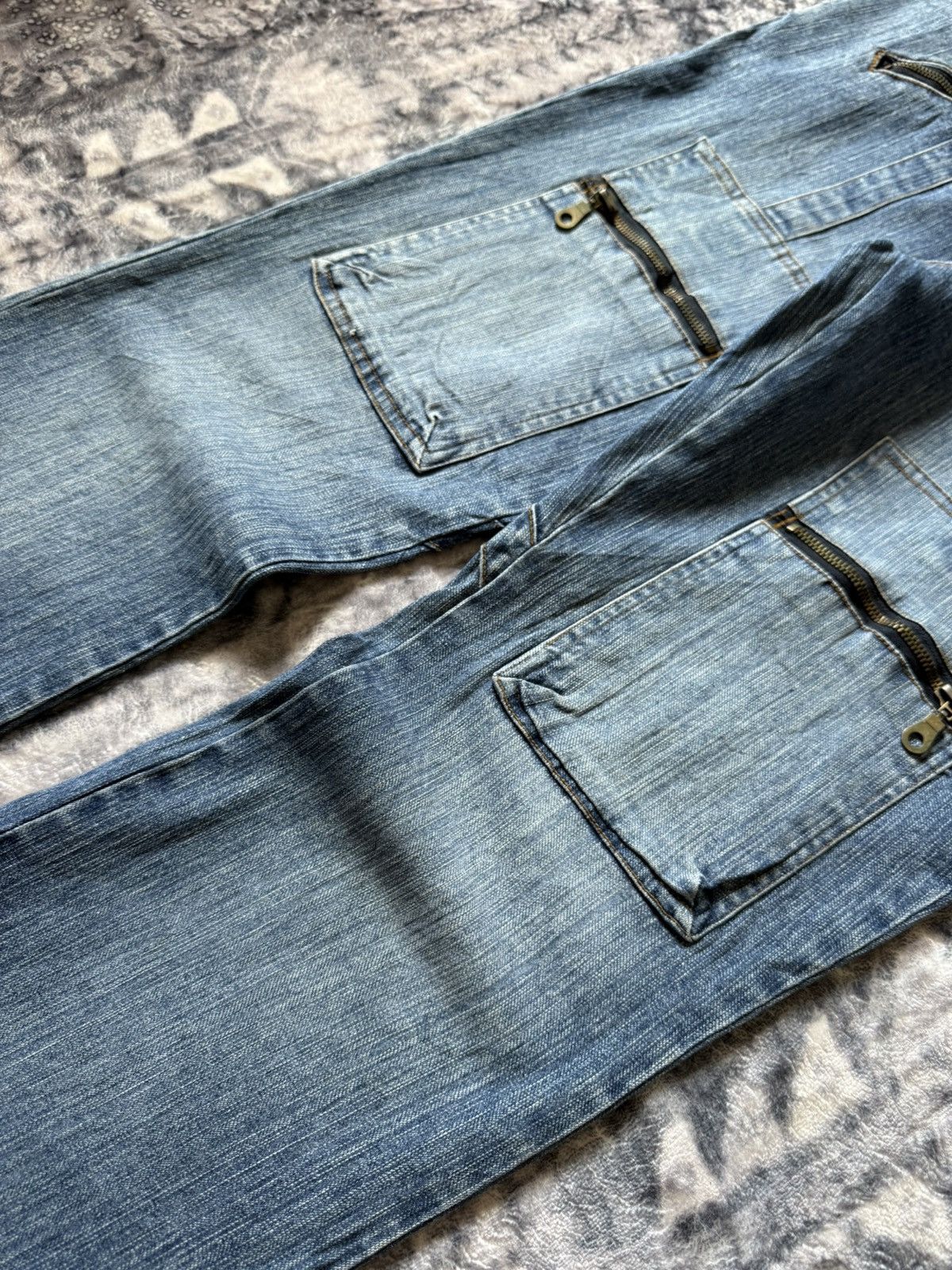 Japanese Brand × Le Grande Bleu (L.G.B.) Goddess Utility Patch Pocket Cargo Flared Jeans Size US 32 / EU 48 - 8 Thumbnail