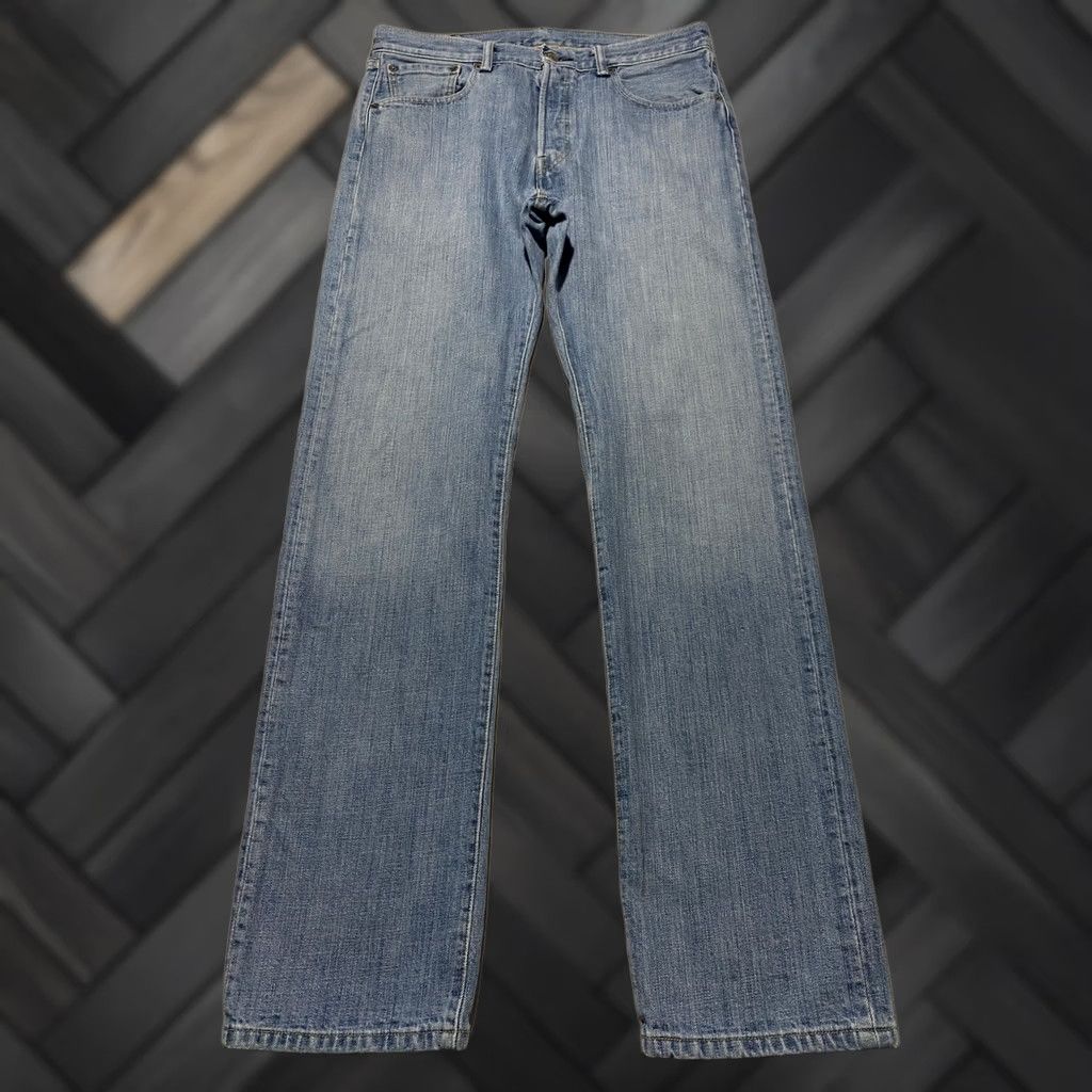 Levi's Levis 501 Original Fit Jeans 33x34 Light Blue Button Fly Straight Denim 5-Pocket Mens Regular Size US 33 - 1 Thumbnail