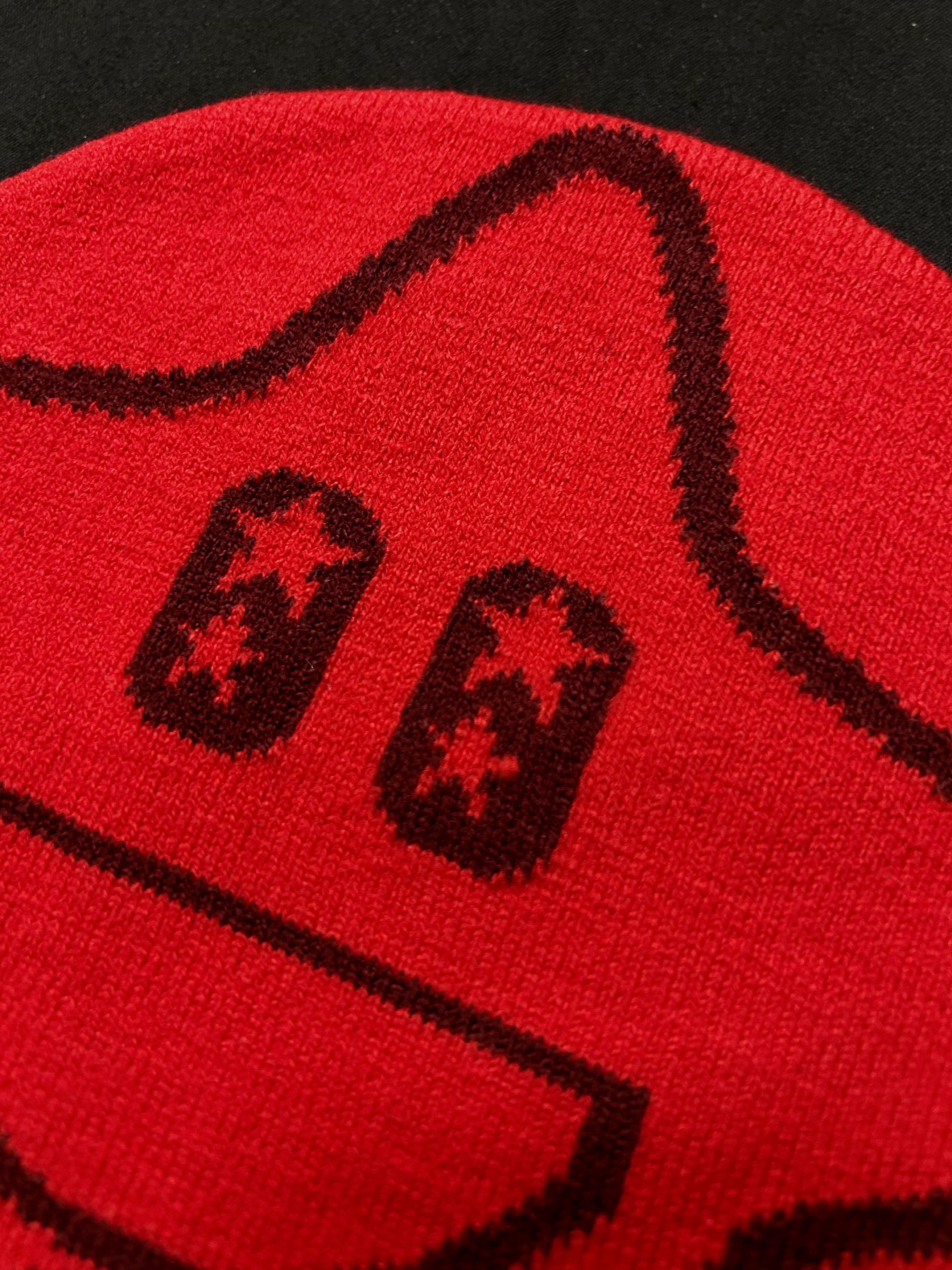 Japanese Brand Rare Star Graphic No Cuff Beanie Skully Hat Red OS Size ONE SIZE - 3 Thumbnail