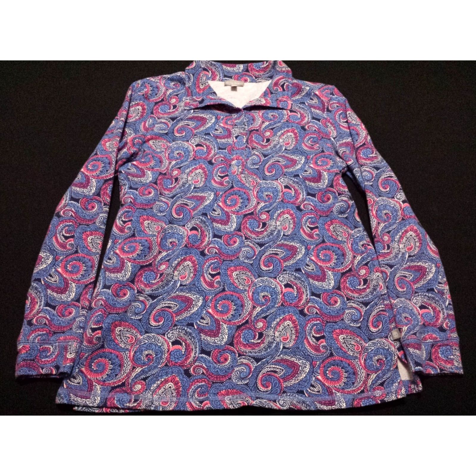 Talbots T By Talbots Multicolor Geometric Long Sleeve Pullover Shirt Womens Small Cotton Pullover Size S / US 4 / IT 40 - 3 Thumbnail