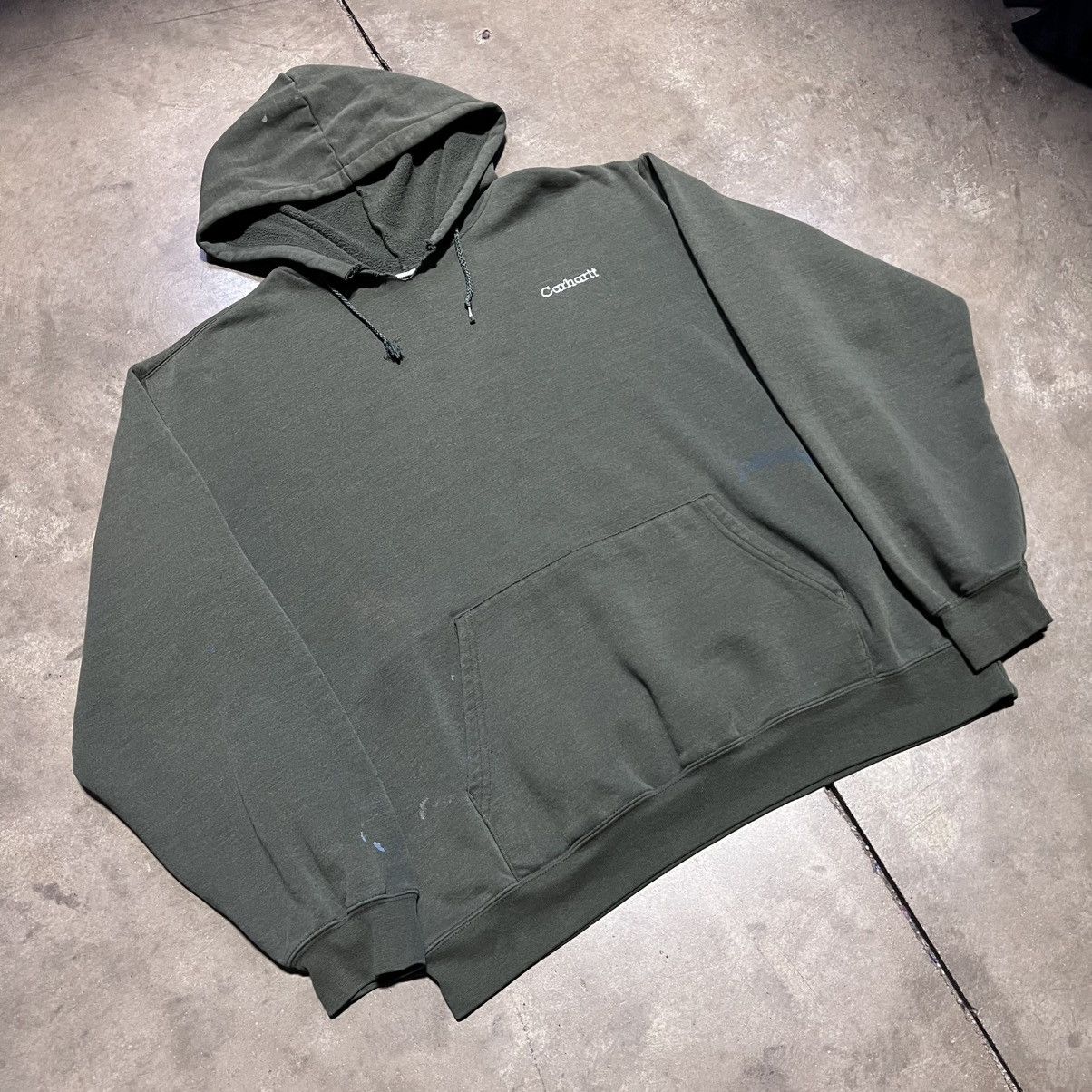 Carhartt Vintage Carhartt Hoodie Sweatshirt Olive Faded Distressed Size US XL / EU 56 / 4 - 4 Thumbnail