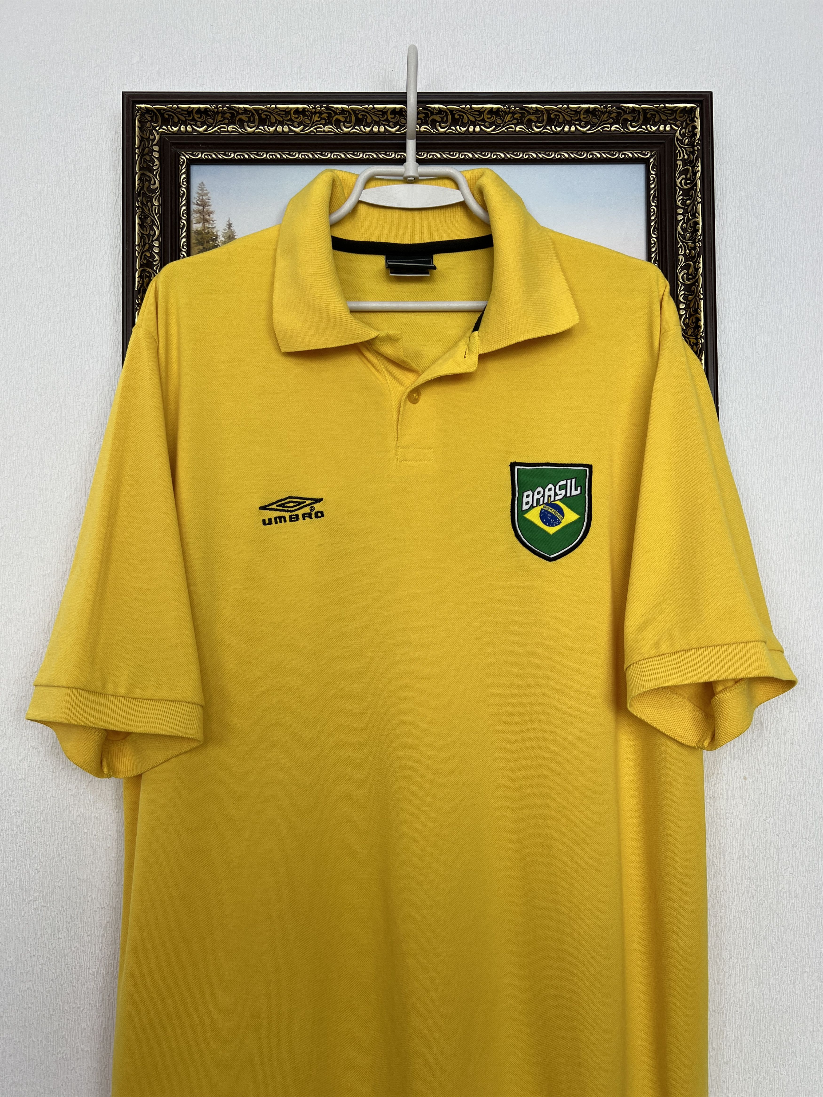 Umbro Vintage 2000's Brazil Umbro Polo Football Shirt Soccer Size US XXL / EU 58 / 5 - 2 Thumbnail