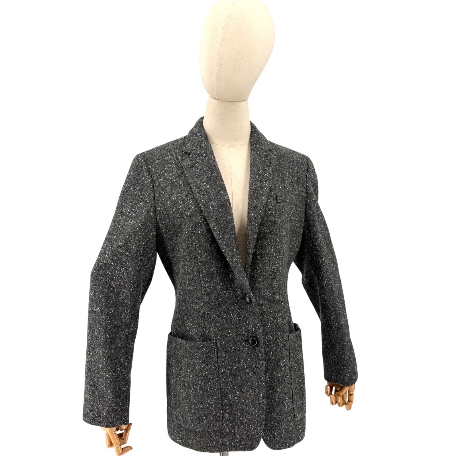 Ralph Lauren Vintage 90s Gray Speckled 100% Wool Academic Patch Blazer Size M / US 6-8 / IT 42-44 - 1 Thumbnail