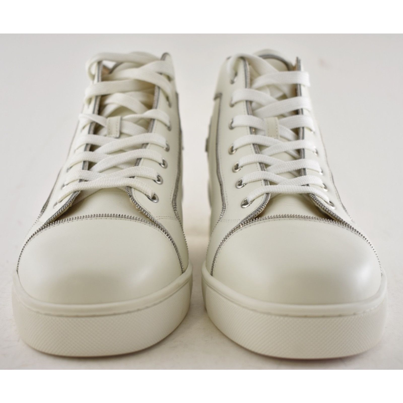 Christian Louboutin Mens Louis Z Flat White Zipper High Top Sneakers 43.5 10.5 Size US 10.5 / EU 43-44 - 8 Thumbnail