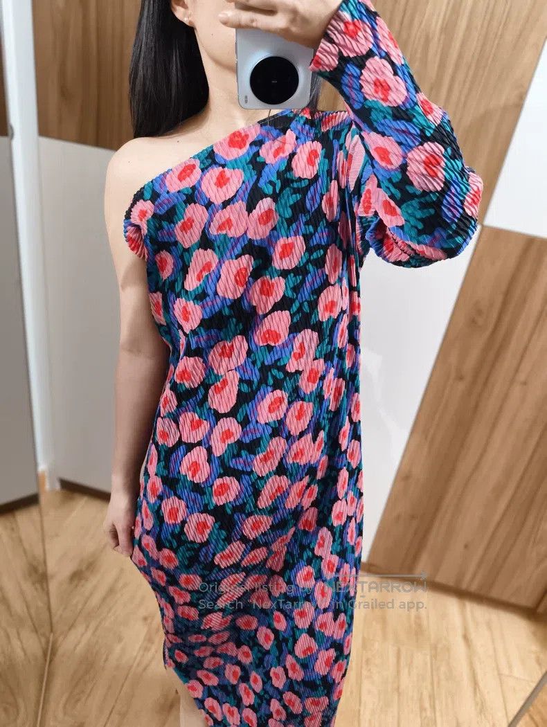 Issey Miyake Issey Miyake Main Line Floral One-Shoulder Dress Size M / US 6-8 / IT 42-44 - 3 Thumbnail