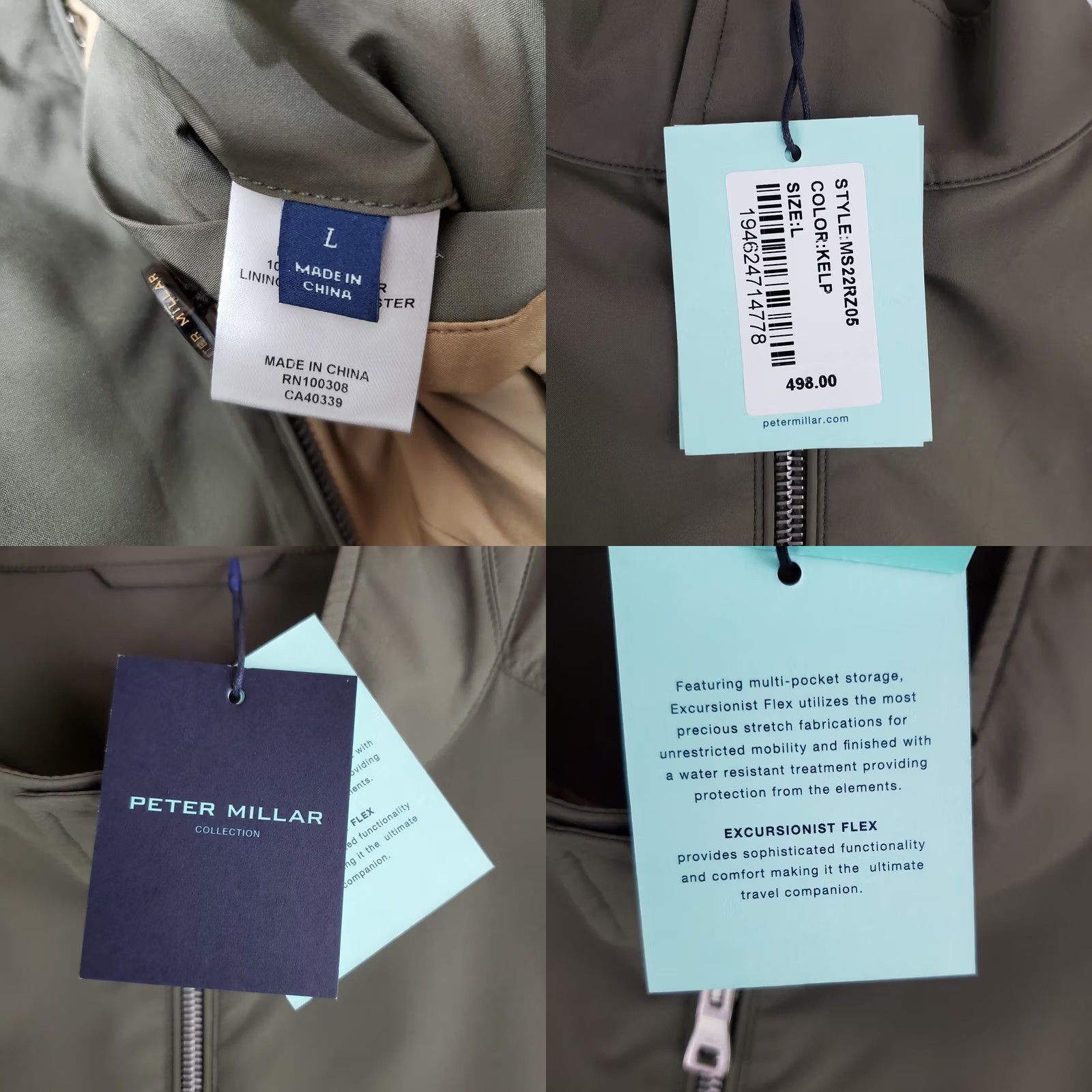 Peter Millar Peter Millar Bomber Jacket Shirt Mens L Green Wind Water Resistant Excursion Flex Flight Deck Coat Royal Crown Zip Front Pockets New With Tags Size US L / EU 52-54 / 3 - 8 Thumbnail