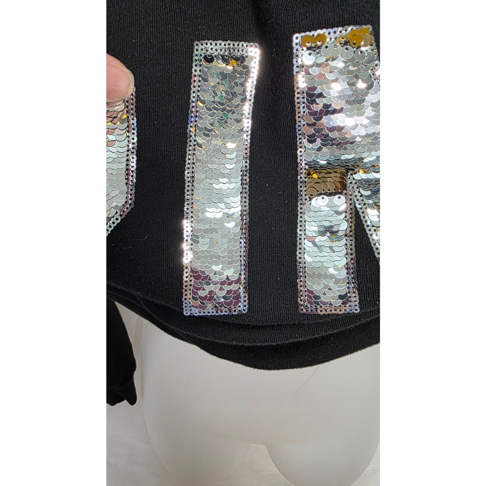 Victoria's Secret Pink Victoria's Secret Black Cowl Neck Sweatshirt Sequin Size L / US 10 / IT 46 - 7 Thumbnail