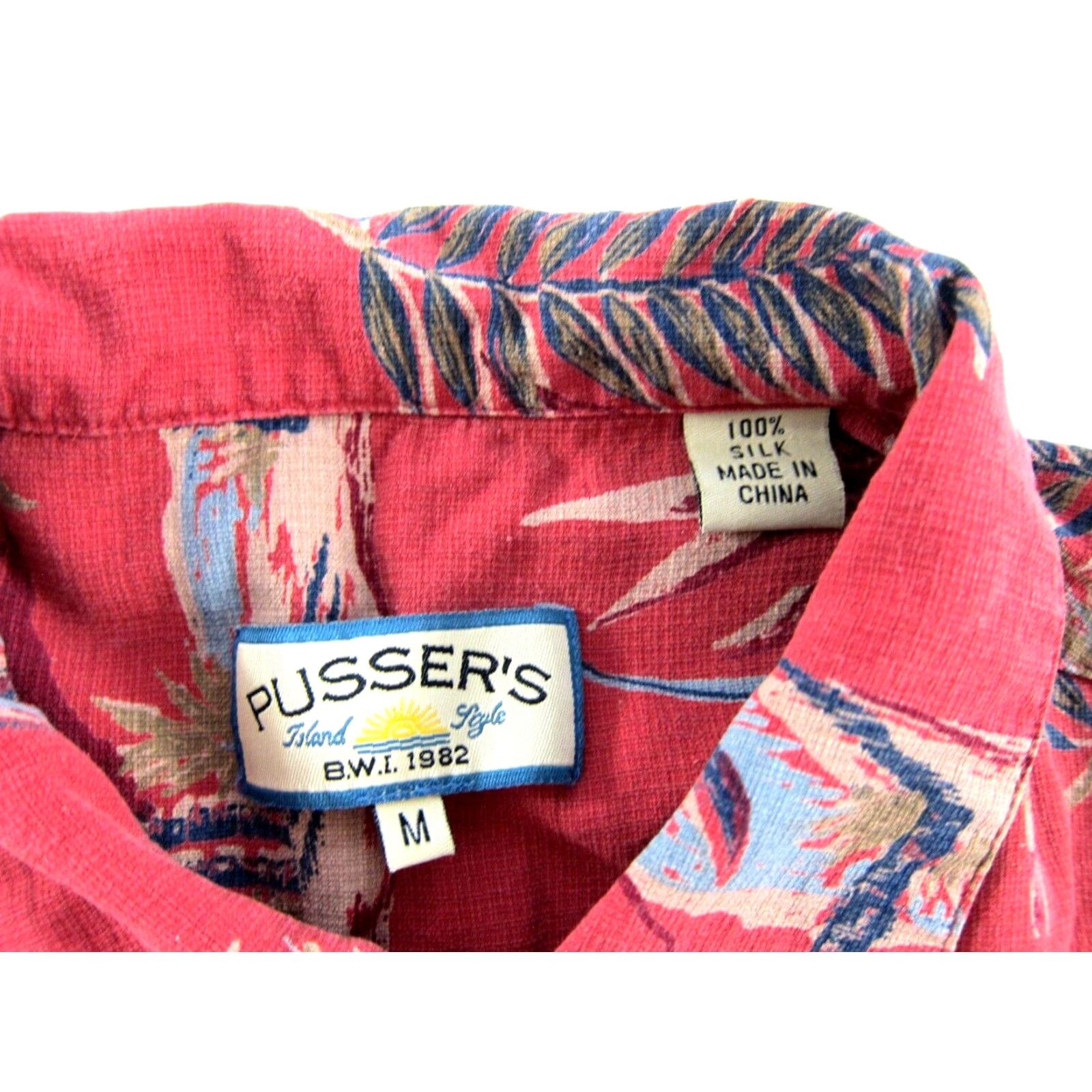 Vintage VINTAGE Pusser's Shirt Hawaiian Button-Down Short Sleeve Silk Medium Red Floral Silk Size US M / EU 48-50 / 2 - 5 Thumbnail