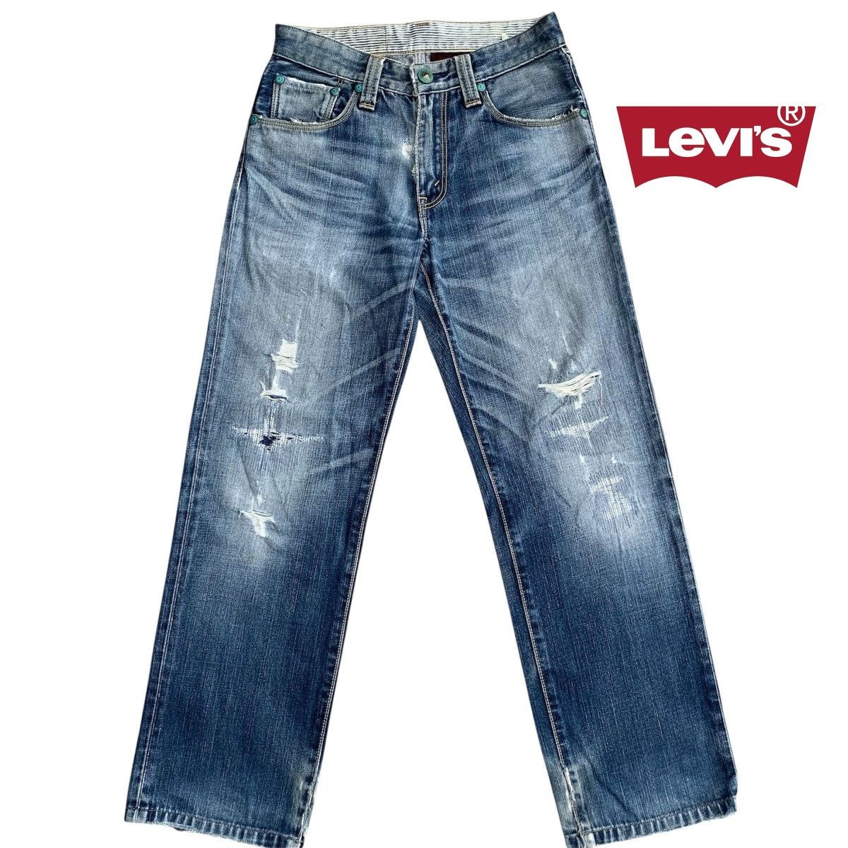 Levi's Vintage Y2K Levis Classic 502 Stitched Distressed Denim W29 Size US 29 - 2 Thumbnail