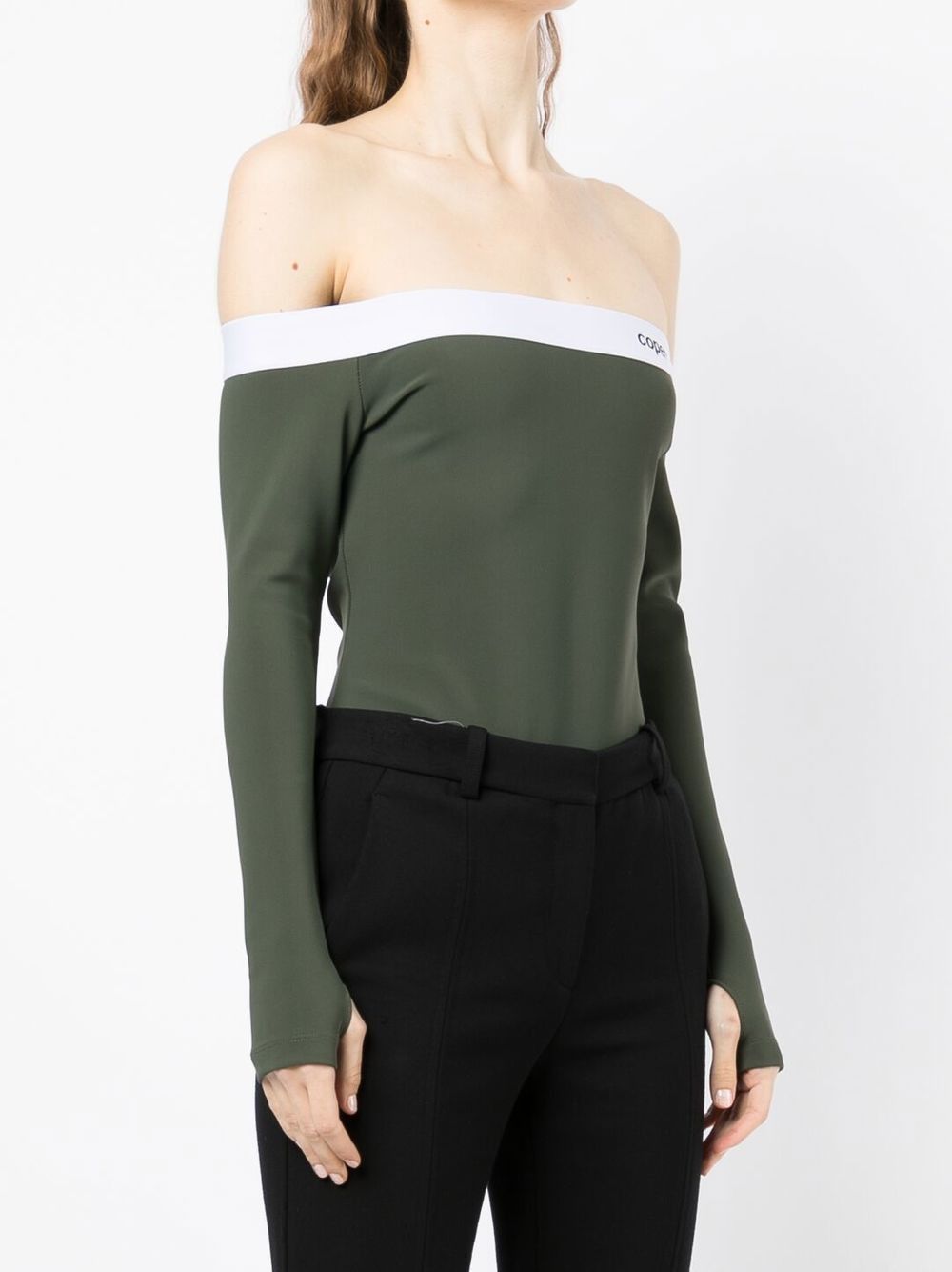 Coperni o1mle0524 Off The Shoulders Jersey Bodysuit in Green Size L / US 10 / IT 46 - 2 Thumbnail