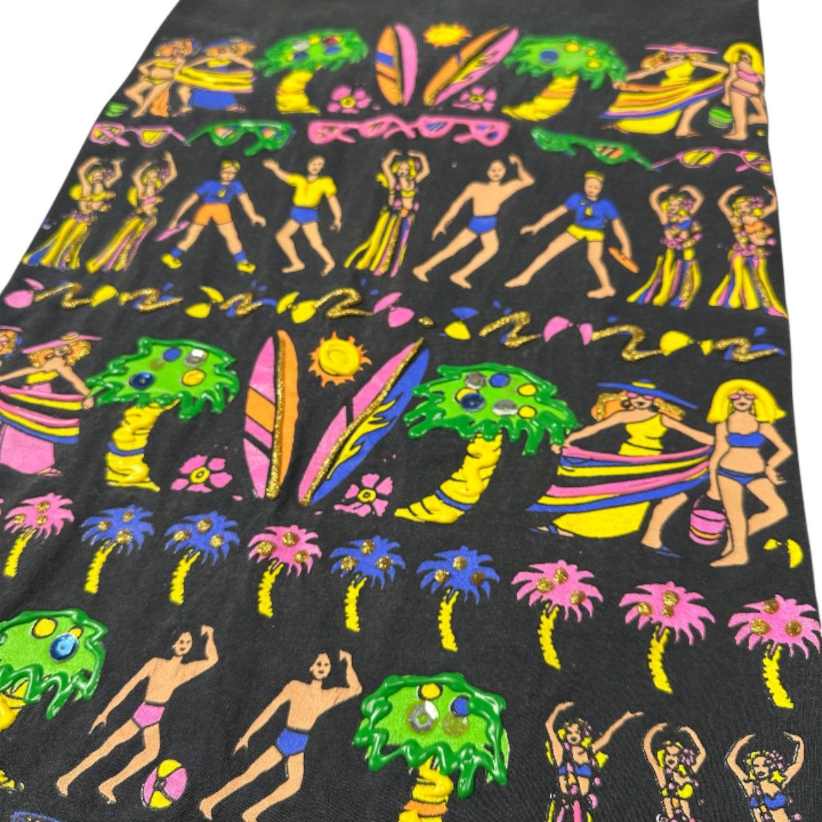 Vintage Vintage 1990s Beach Themed Tee Puff Print Surf Hula Party Size US L / EU 52-54 / 3 - 2 Thumbnail