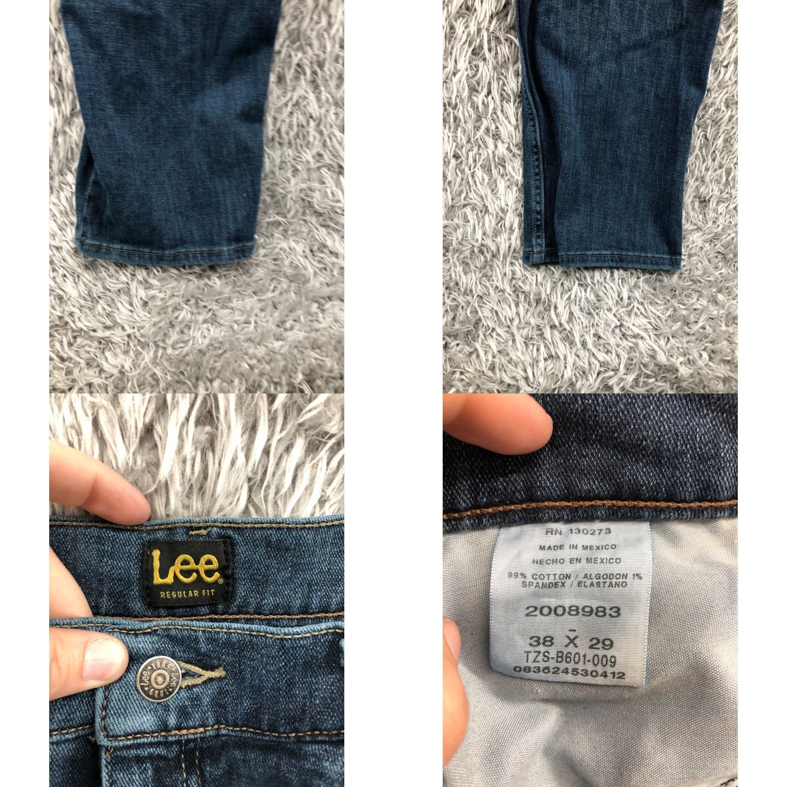 Lee Lee Jeans Regular Straight Mens Mid Rise Medium Wash Blue 38x29 5-Pocket Denim Cotton Blend Belt Loops Classic Fit Vintage No N/A Size US 38 / EU 54 - 8 Thumbnail
