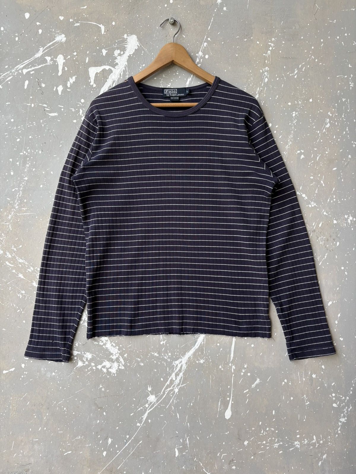 Polo Ralph Lauren Distressed Polo Ralph Lauren Ribbed Striped Long Sleeve Tee Size US L / EU 52-54 / 3 - 1 Thumbnail