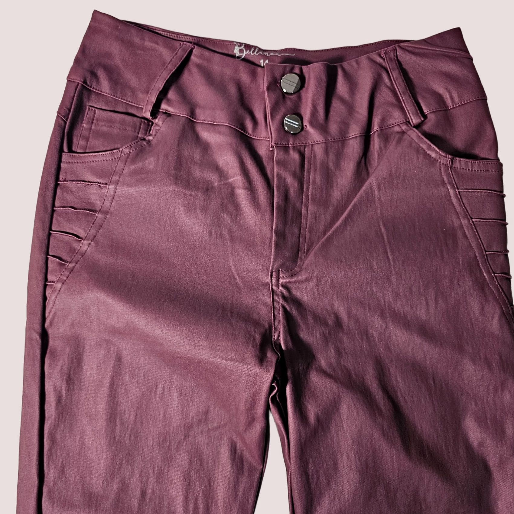 Vintage Bellanoa Leggings Womens 14 Plum Purple Faux Leather Casual Ankle Pants Pull On Purple 14 Womens Size 36" / US 14 / IT 50 - 1 Thumbnail