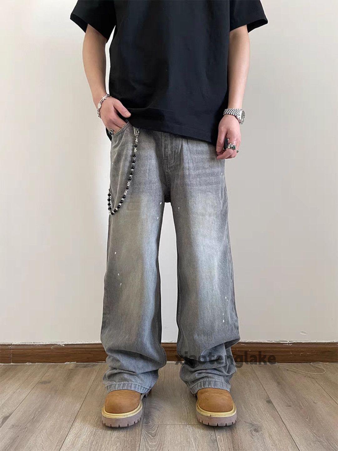 Jean Unisex outdoor utility loose baggy paint stain jeans Size US 30 / EU 46 - 5 Thumbnail