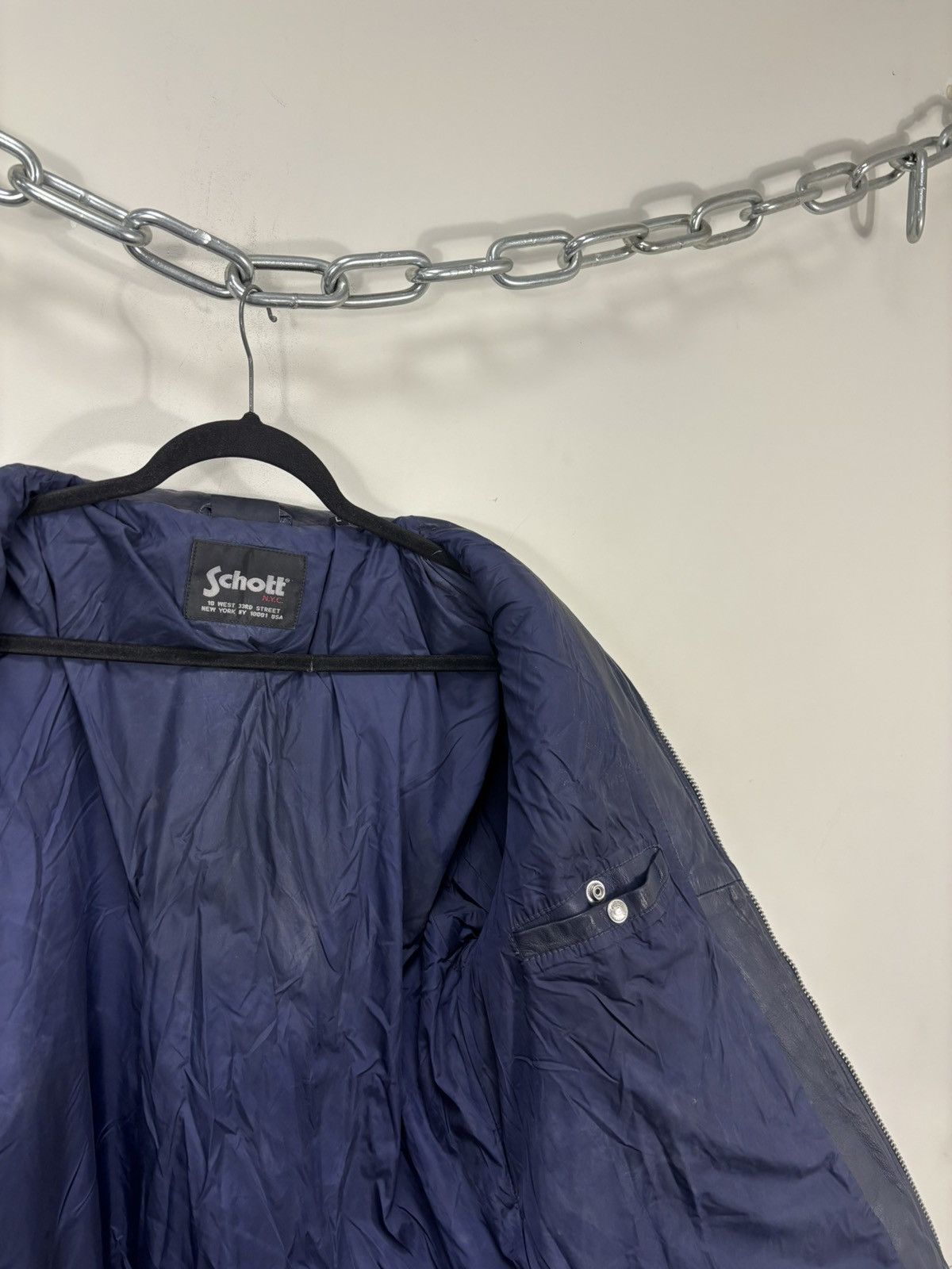 Schott Schott NYC x Fila Men’s Navy Blue Leather Jacket Size US M / EU 48-50 / 2 - 18 Thumbnail
