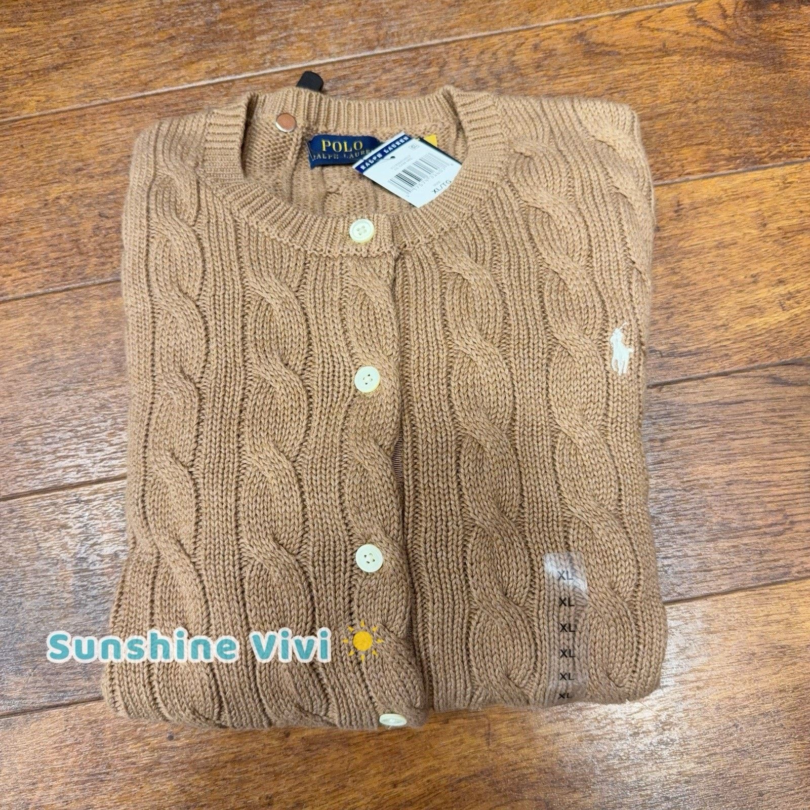 Polo Ralph Lauren NWT Polo Ralph Lauren Cable-Knit Cotton Cardigan Camel Size XL / US 12-14 / IT 48-50 - 1 Thumbnail