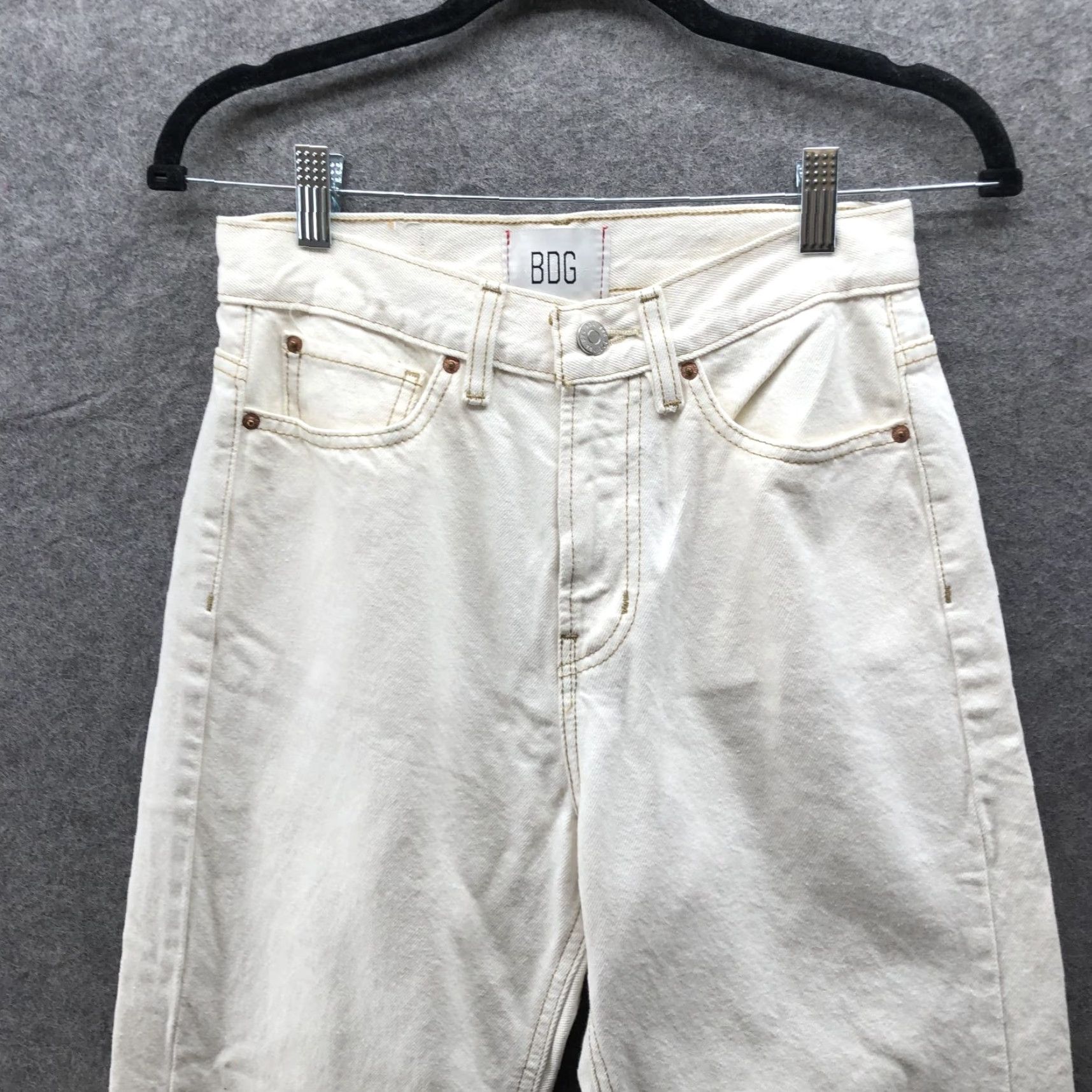 Urban Outfitters BDG Urban Outfitters Cowboy Jean 26 White Ivory High Rise Relaxed Womens Size 29" - 3 Thumbnail