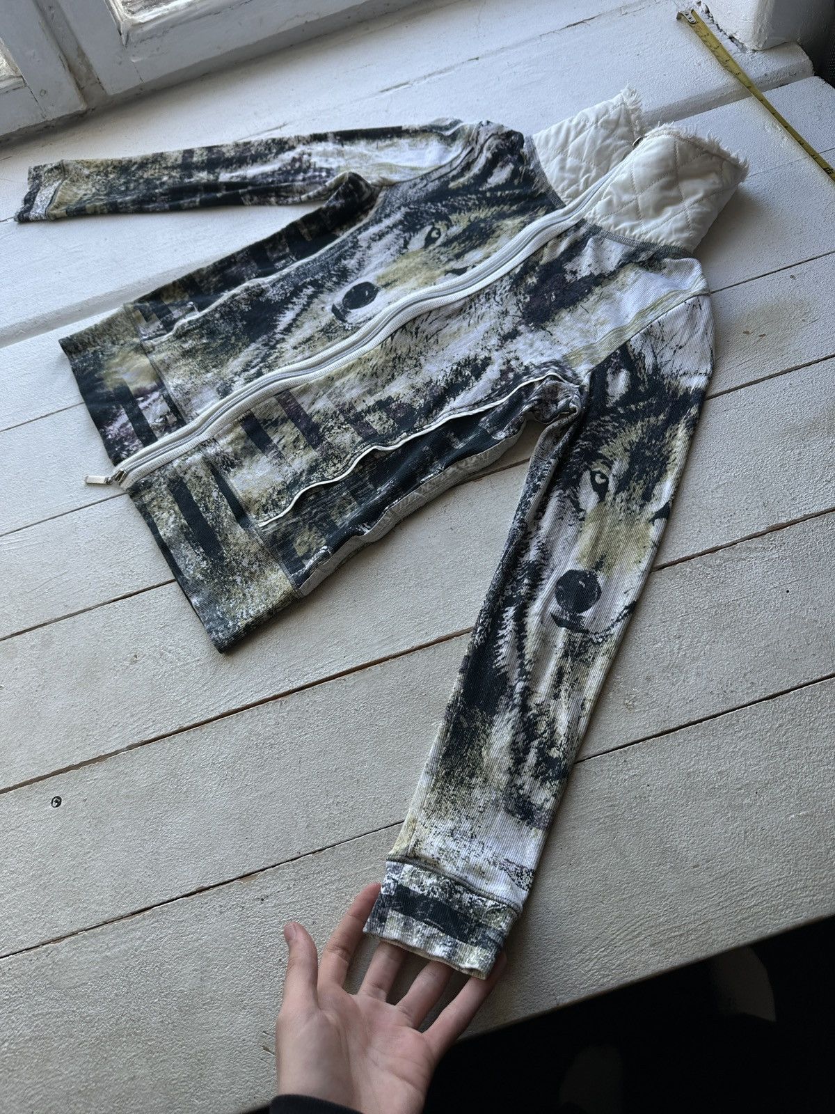 Vintage 🚨 VNTG WOLF OVERPRINT WOMEN ZIP SWEATSHIRT OPIUM Y2K RARE Size M / US 6-8 / IT 42-44 - 2 Thumbnail