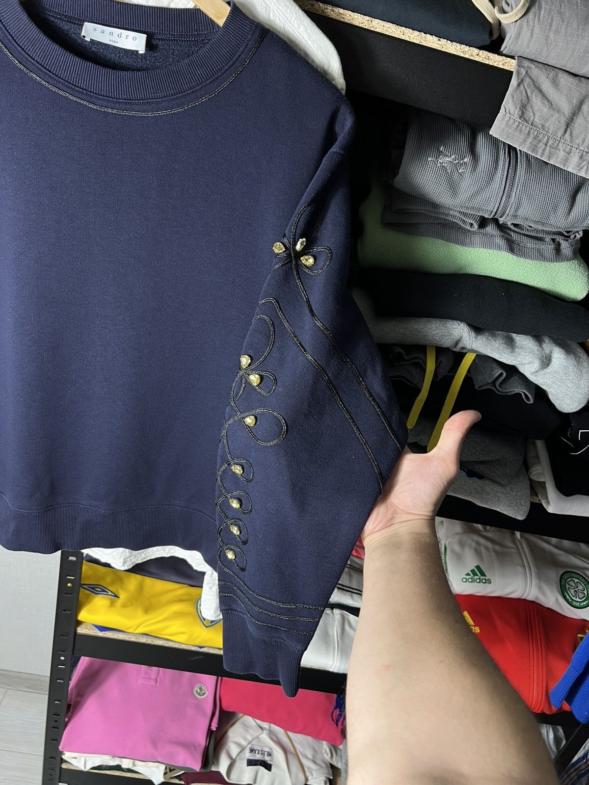 Sandro Sandro Natty Embroidered Rhinestone M Dark Navy Sweatshirt 2 Size M / US 6-8 / IT 42-44 - 5 Thumbnail