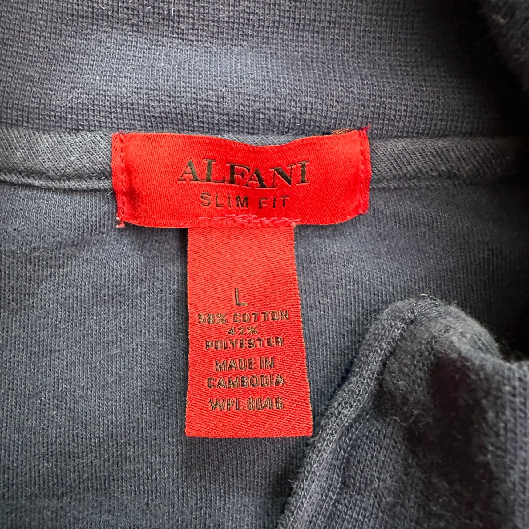 Alfani Alfani Slim Fit Full Zip Sweatshirt Men Large Navy Blue Mock Neck Casual Outdoor Size US L / EU 52-54 / 3 - 4 Thumbnail