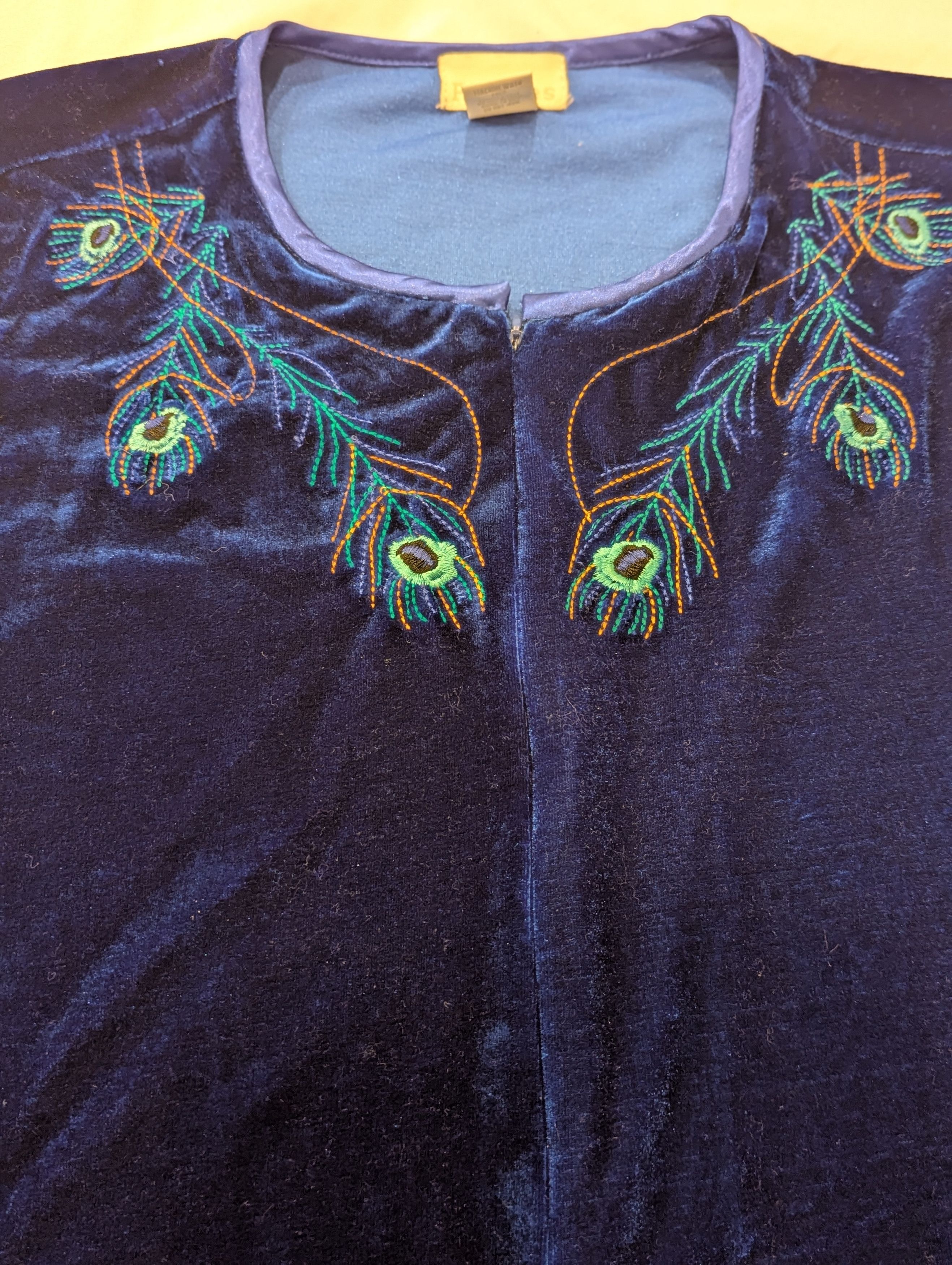 Other Phases 1970s-Inspired Blue Velour Kaftan Peacock Gown S Size S / US 4 / IT 40 - 3 Thumbnail