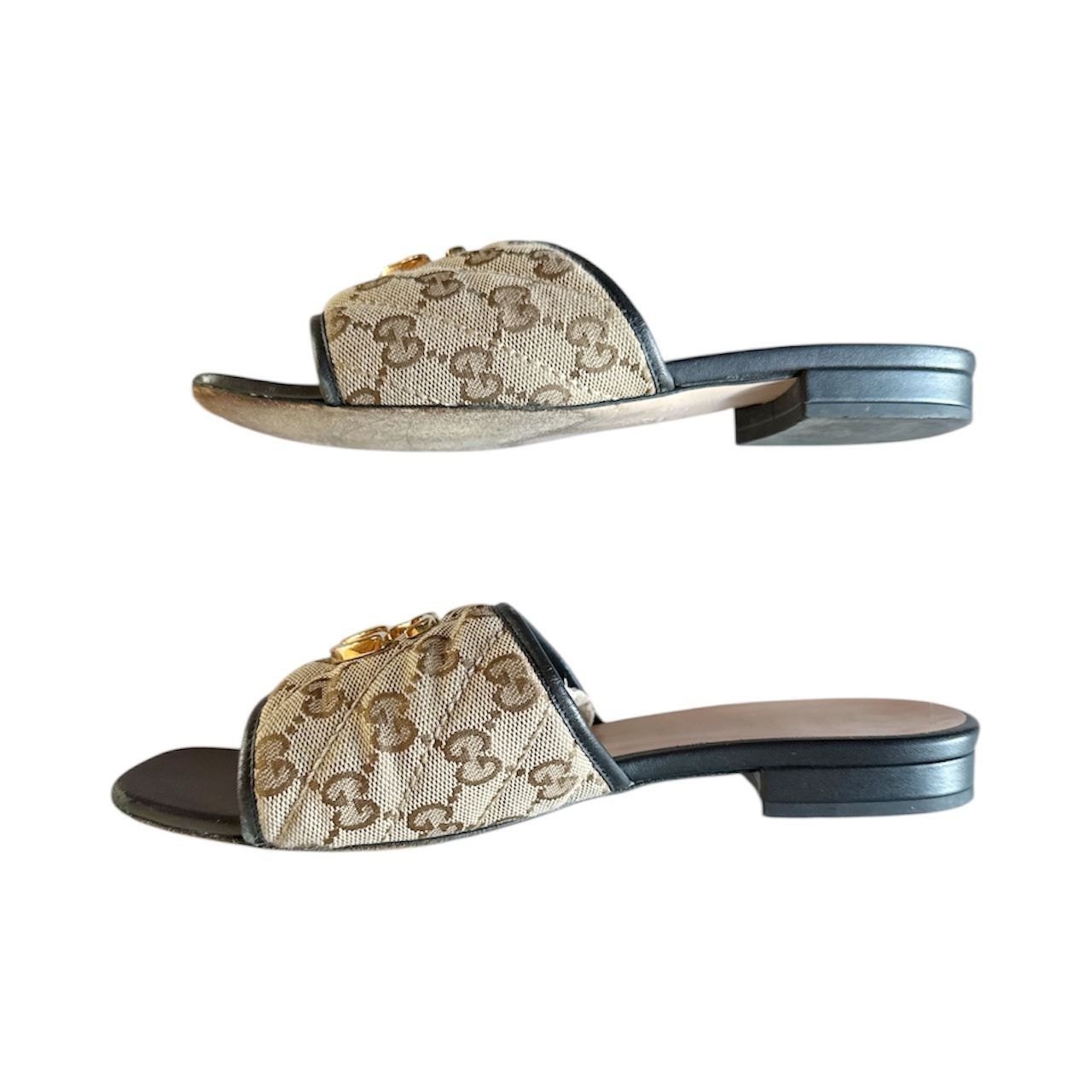 Gucci Gucci Jolie GG Mule Sandals Beige Monogram Canvas Flat Slide Size US 7 / IT 37 - 3 Thumbnail